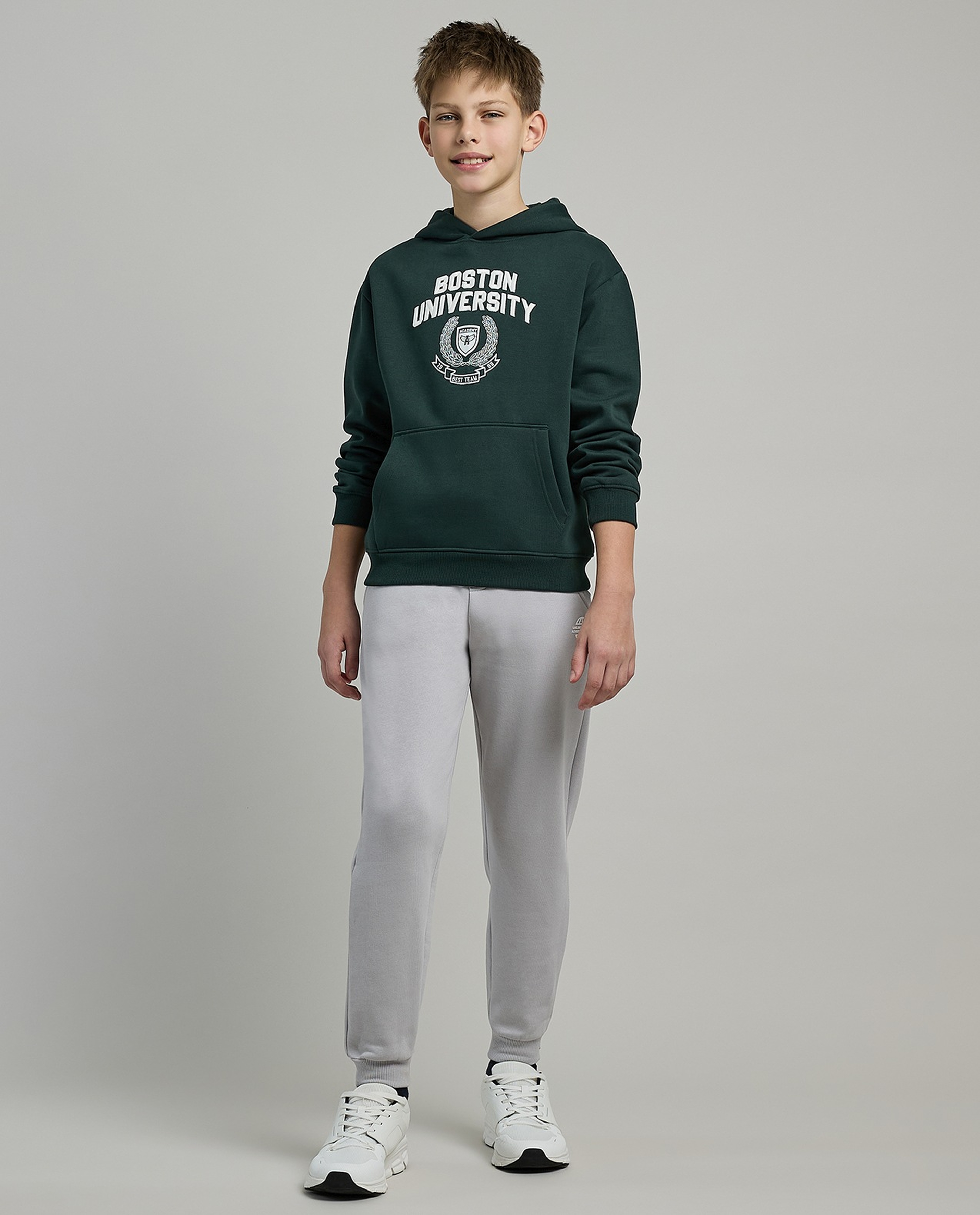 Typography Print Hoodie with Long Sleeves