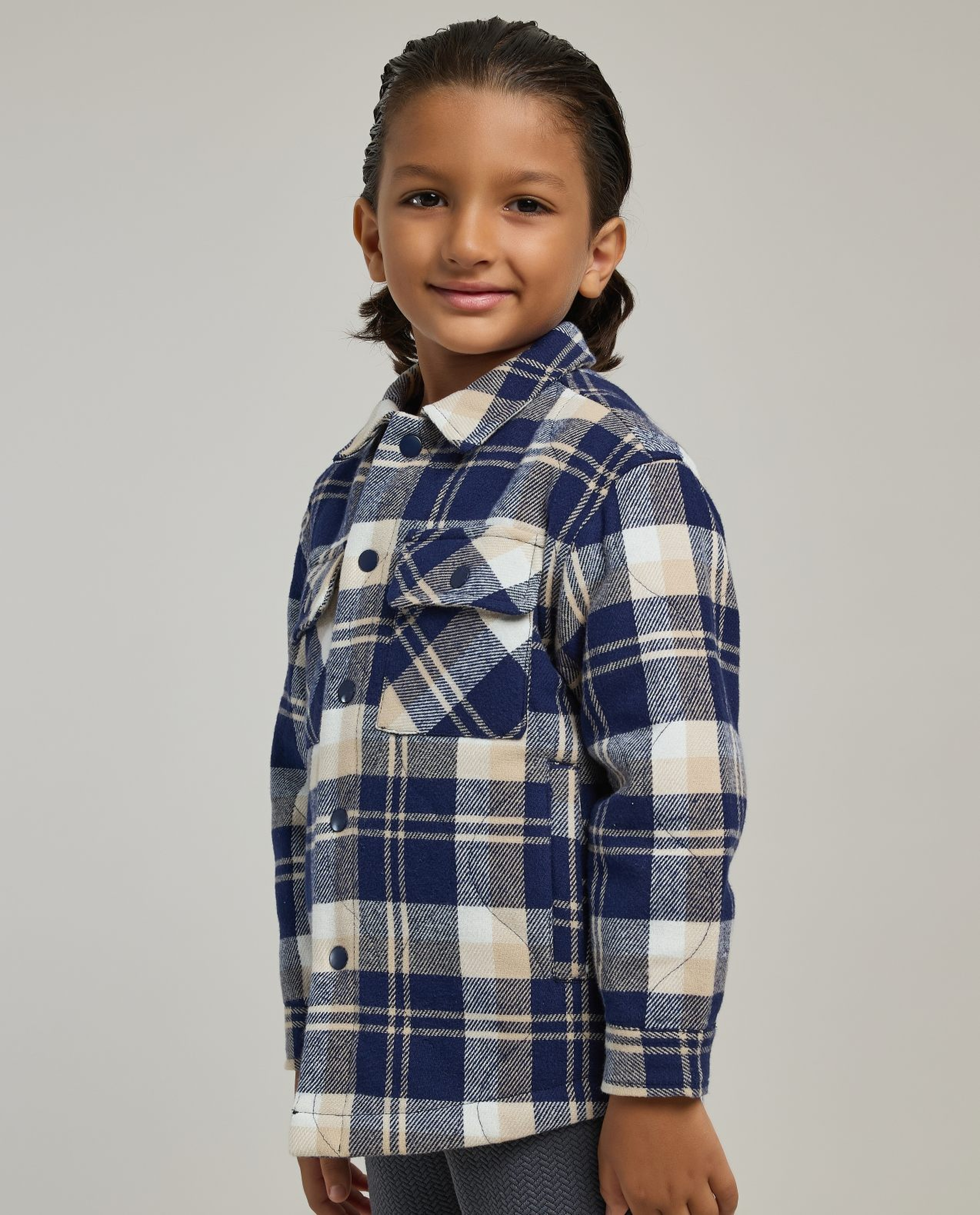 Plaid Shirt with Classic Collar and Long Sleeves