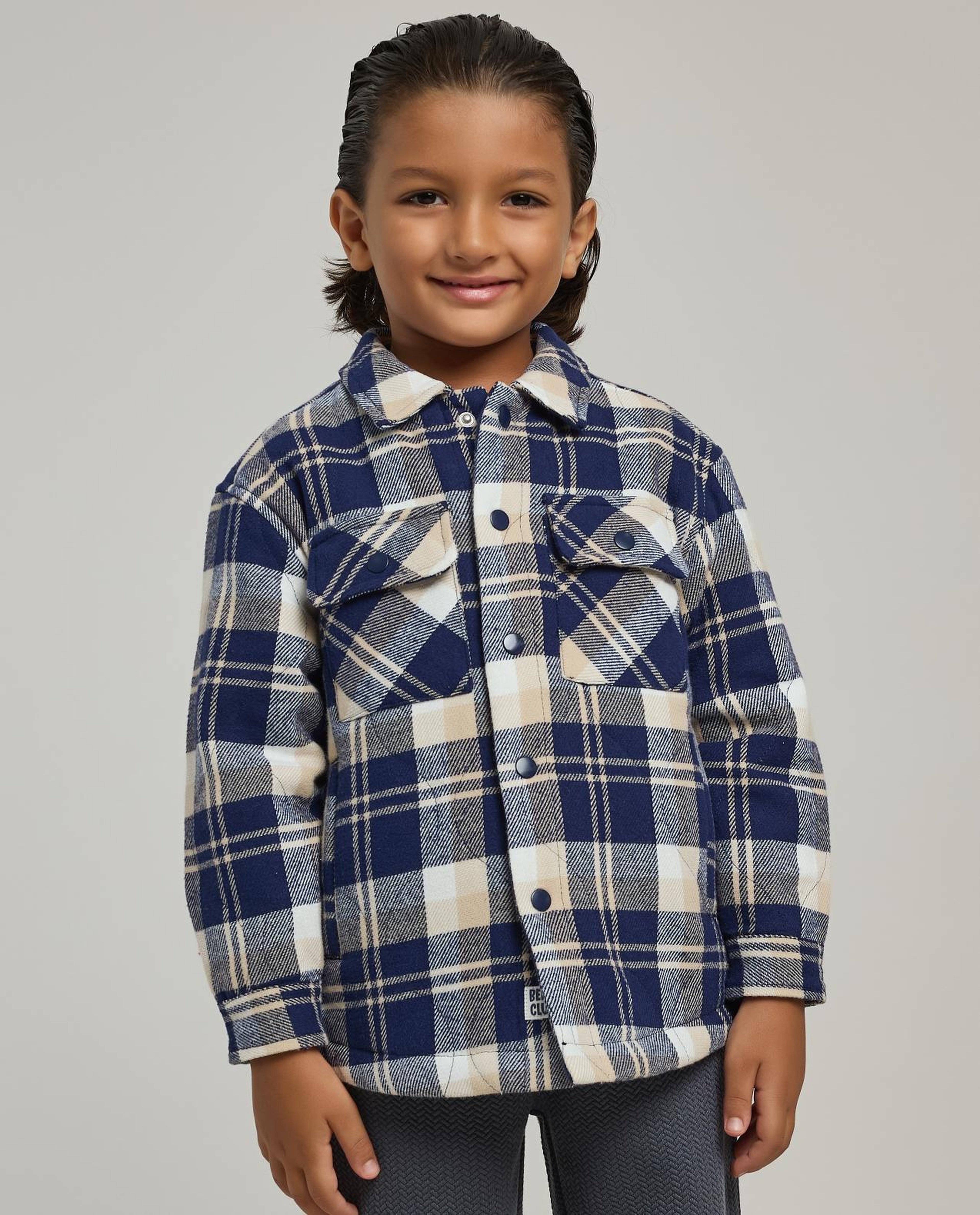 Plaid Shirt with Classic Collar and Long Sleeves