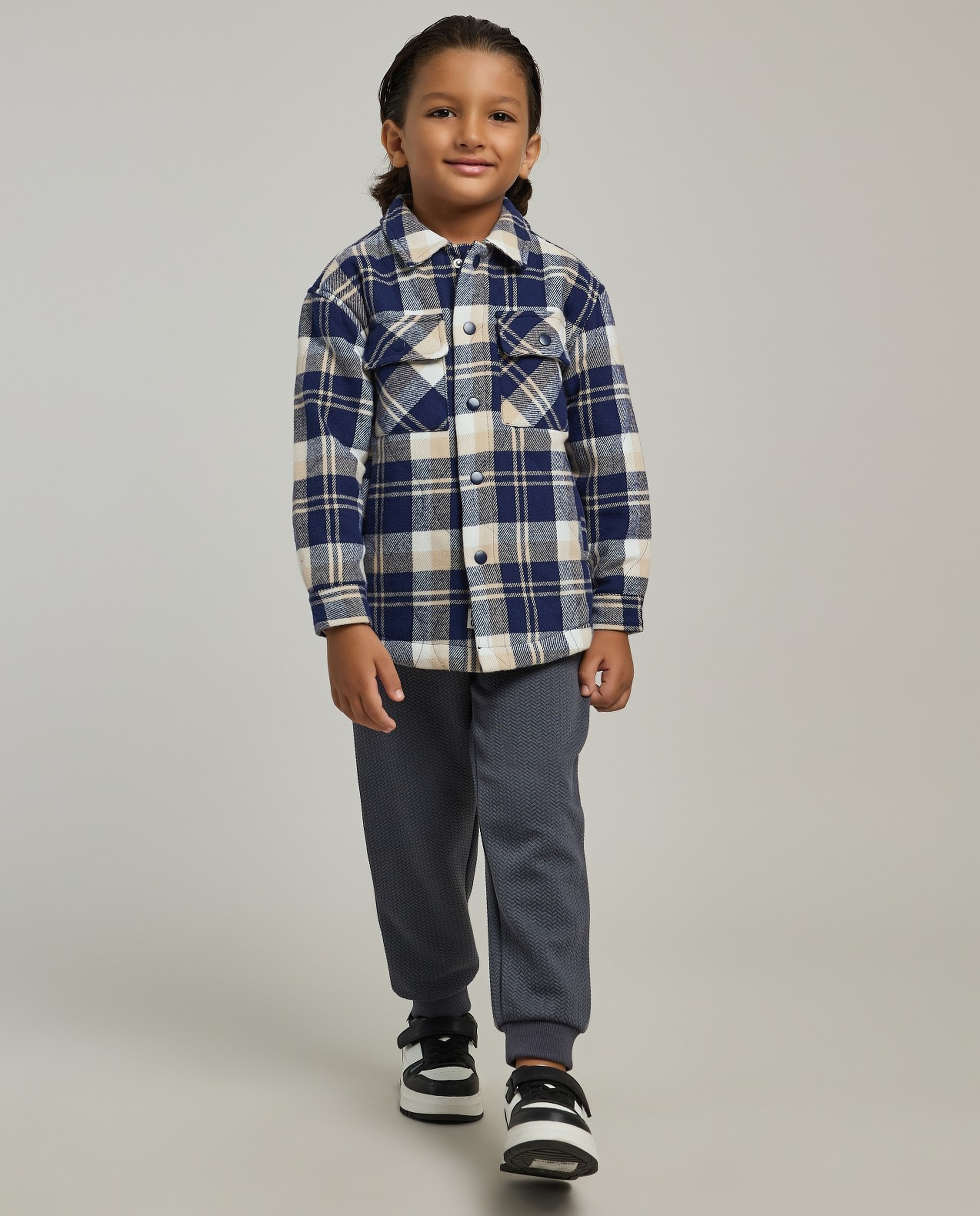 Plaid Shirt with Classic Collar and Long Sleeves