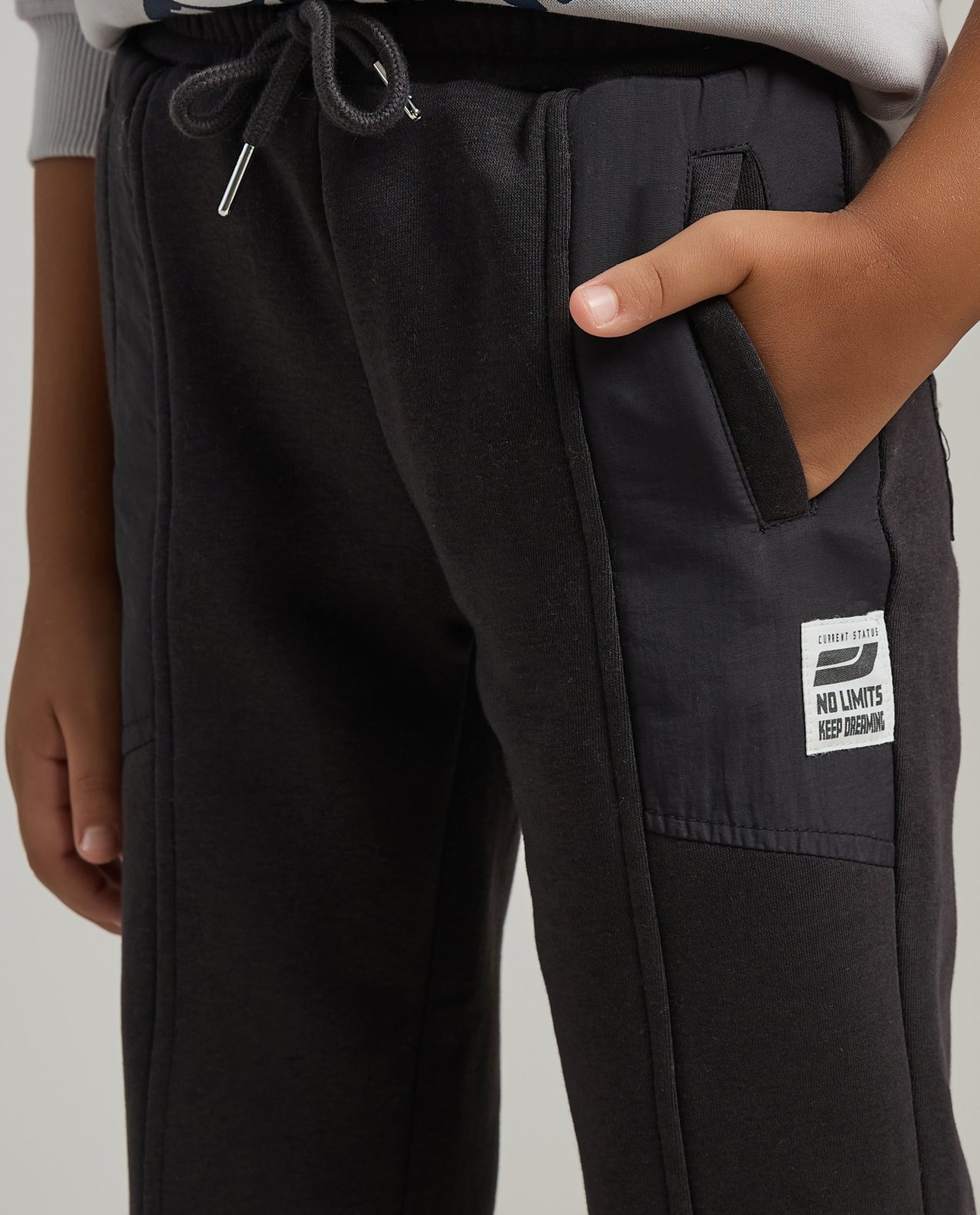 Badge Detail Joggers with Drawstring Waist