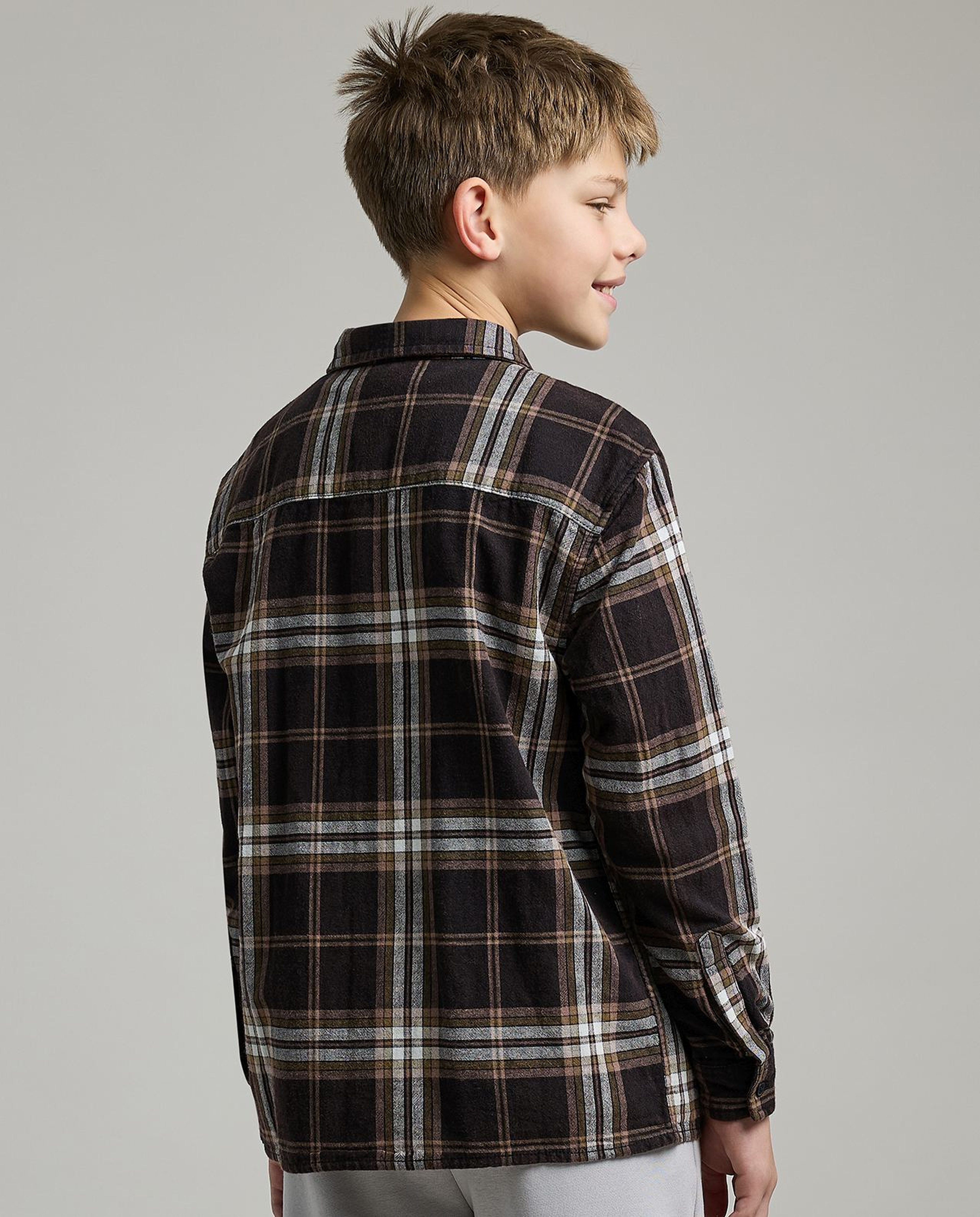 Plaid Shirt with Classic Collar and Long Sleeves