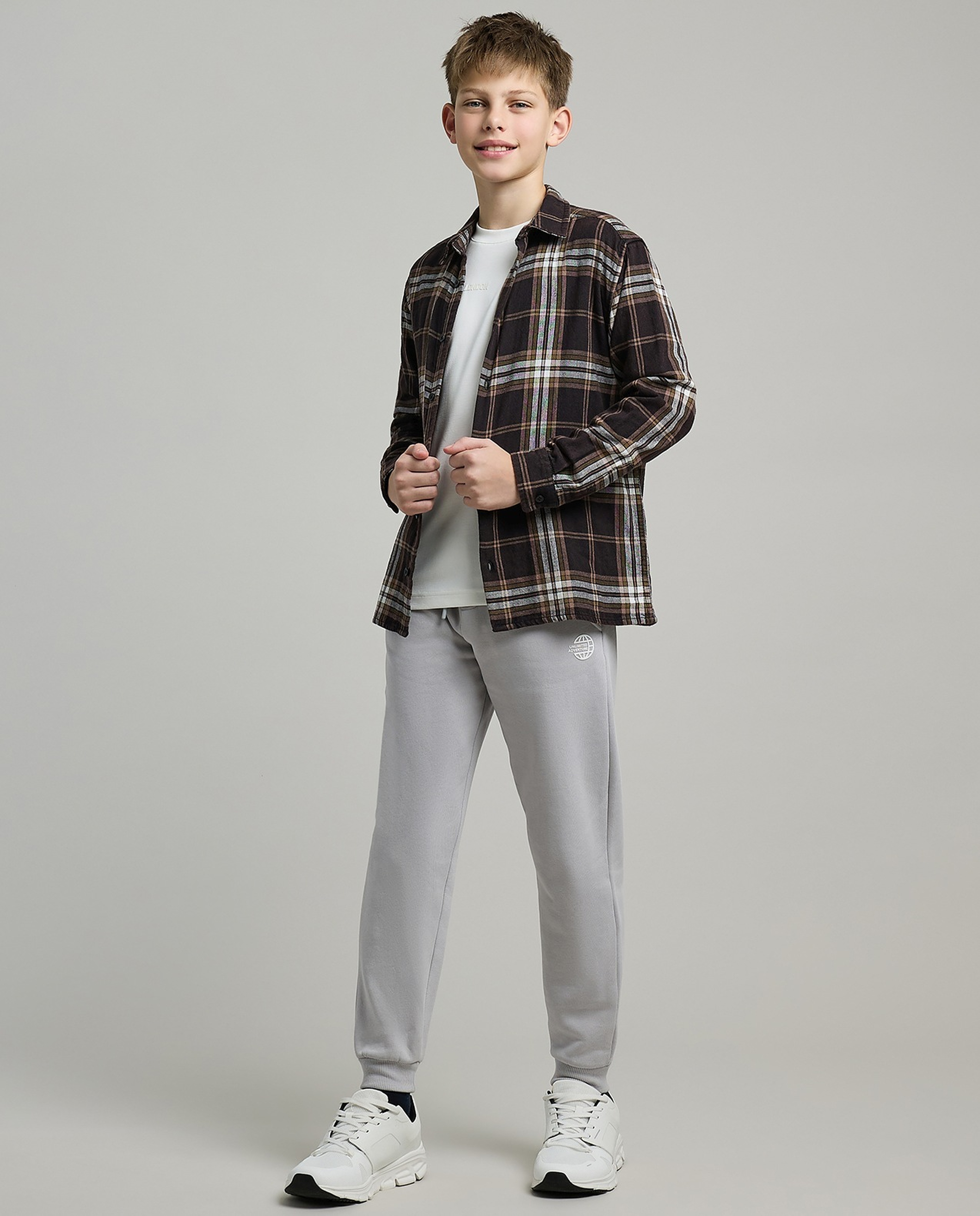 Plaid Shirt with Classic Collar and Long Sleeves