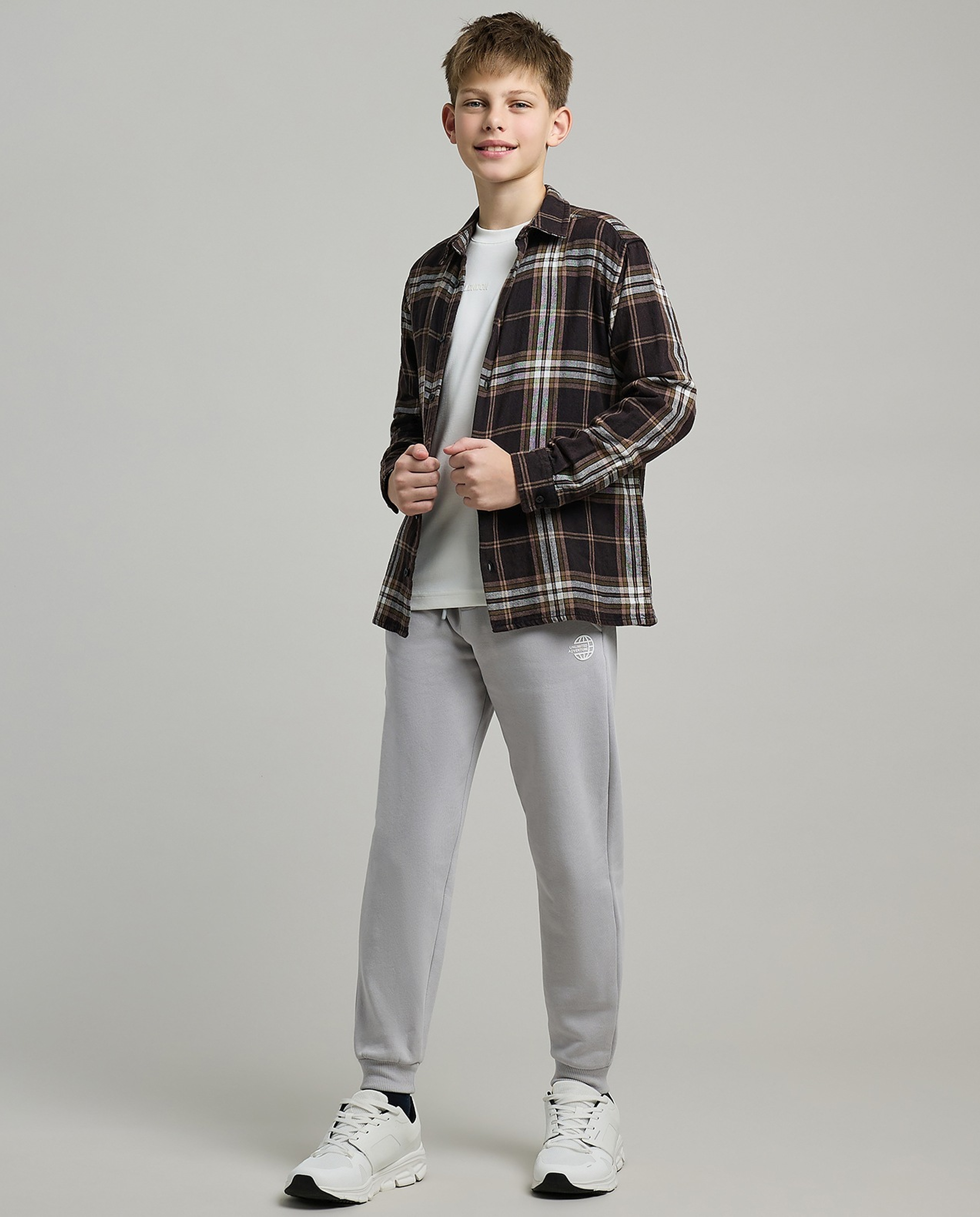 Plaid Shirt with Classic Collar and Long Sleeves