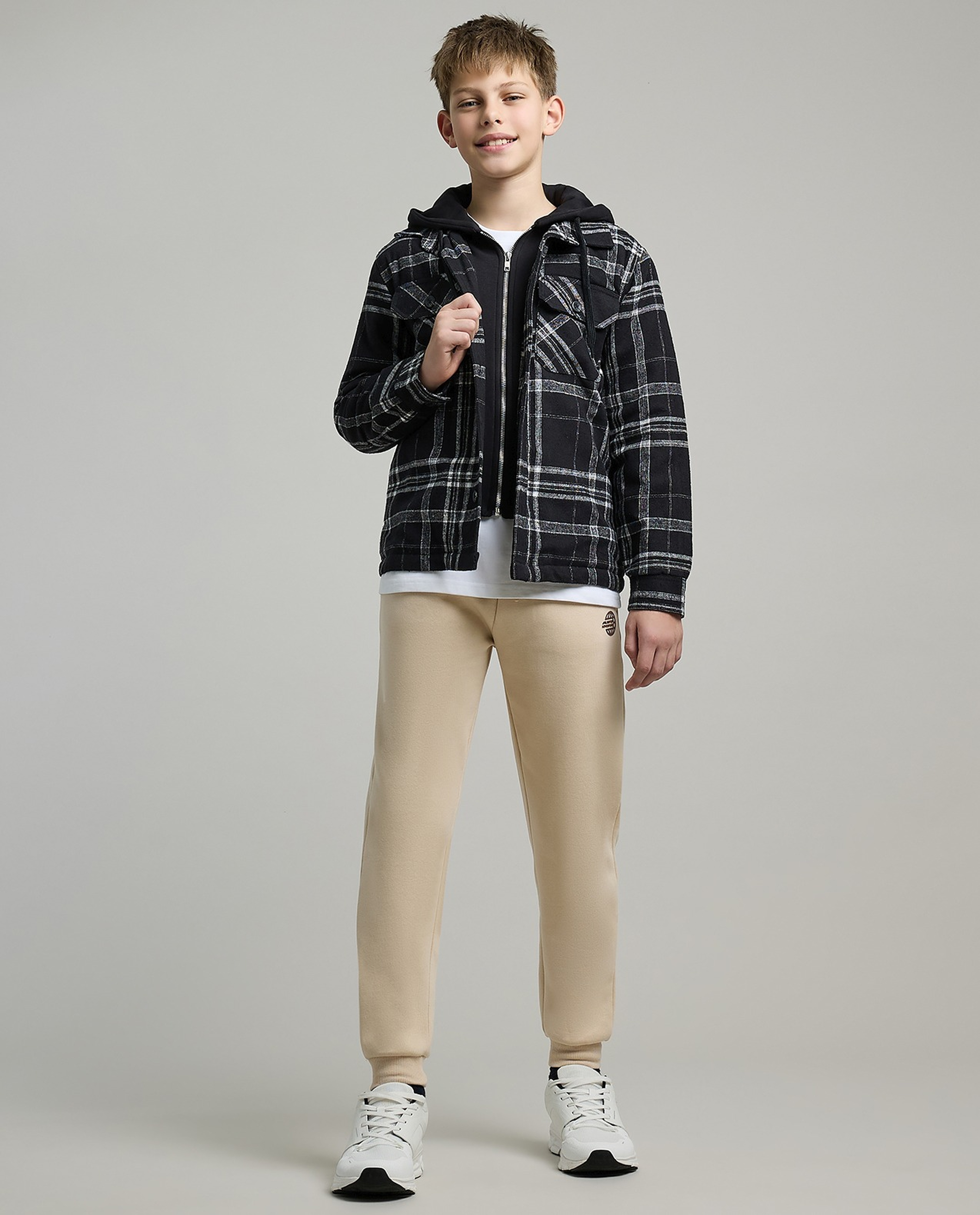 Plaid Hooded Jacket with Zipper Closure