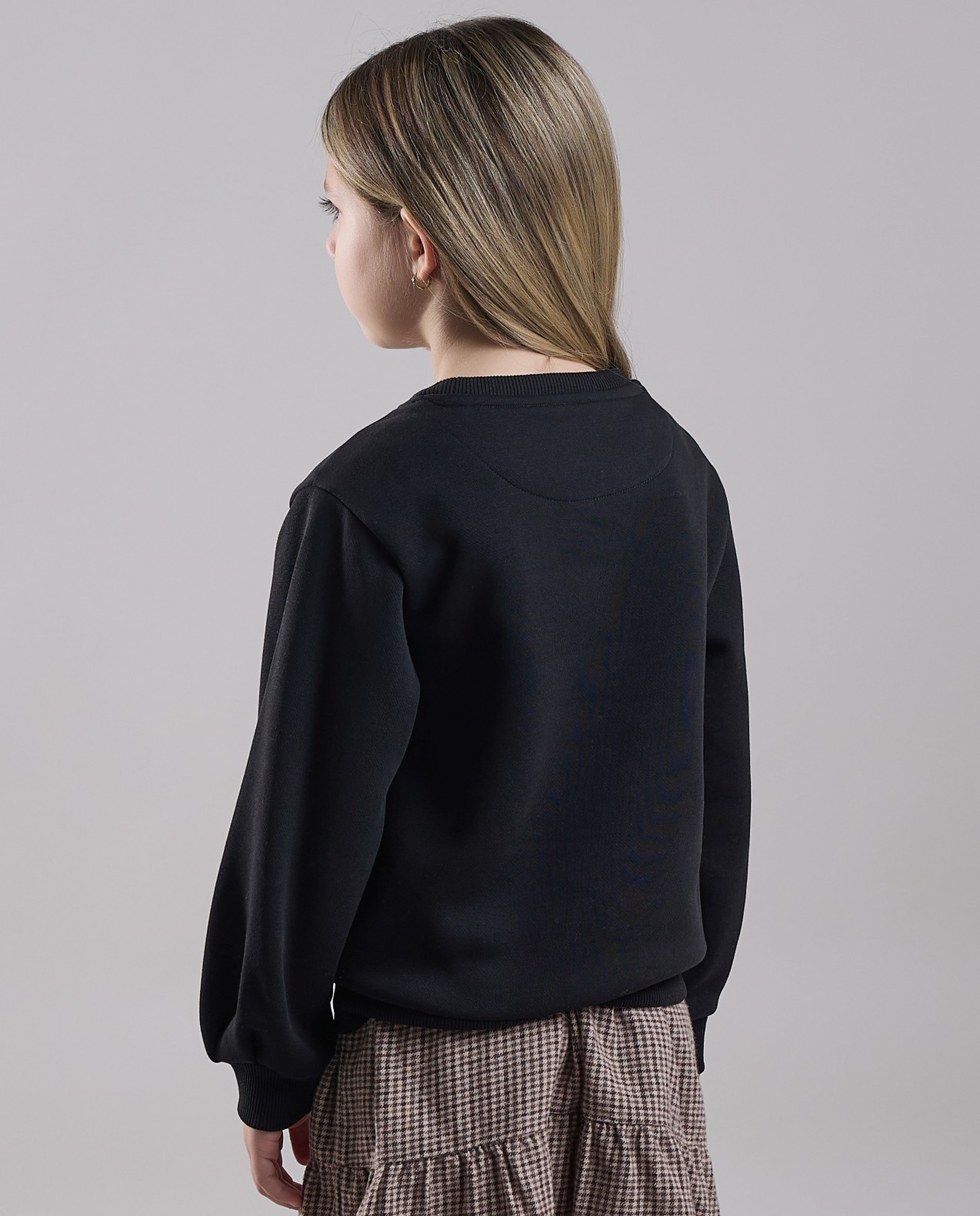 Sequined Sweatshirt with Crew Neck and Long Sleeves