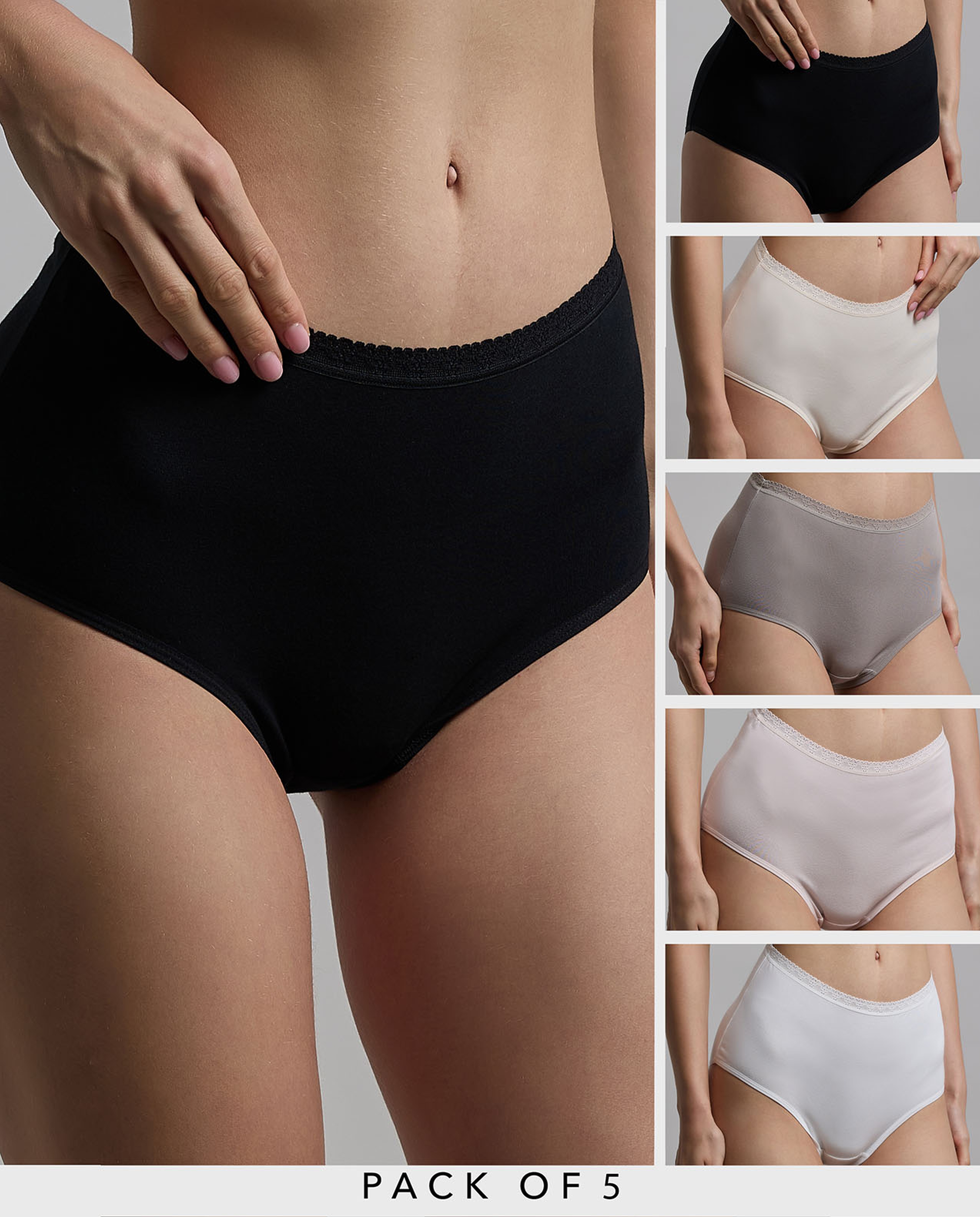 5 Pack Solid Full Briefs