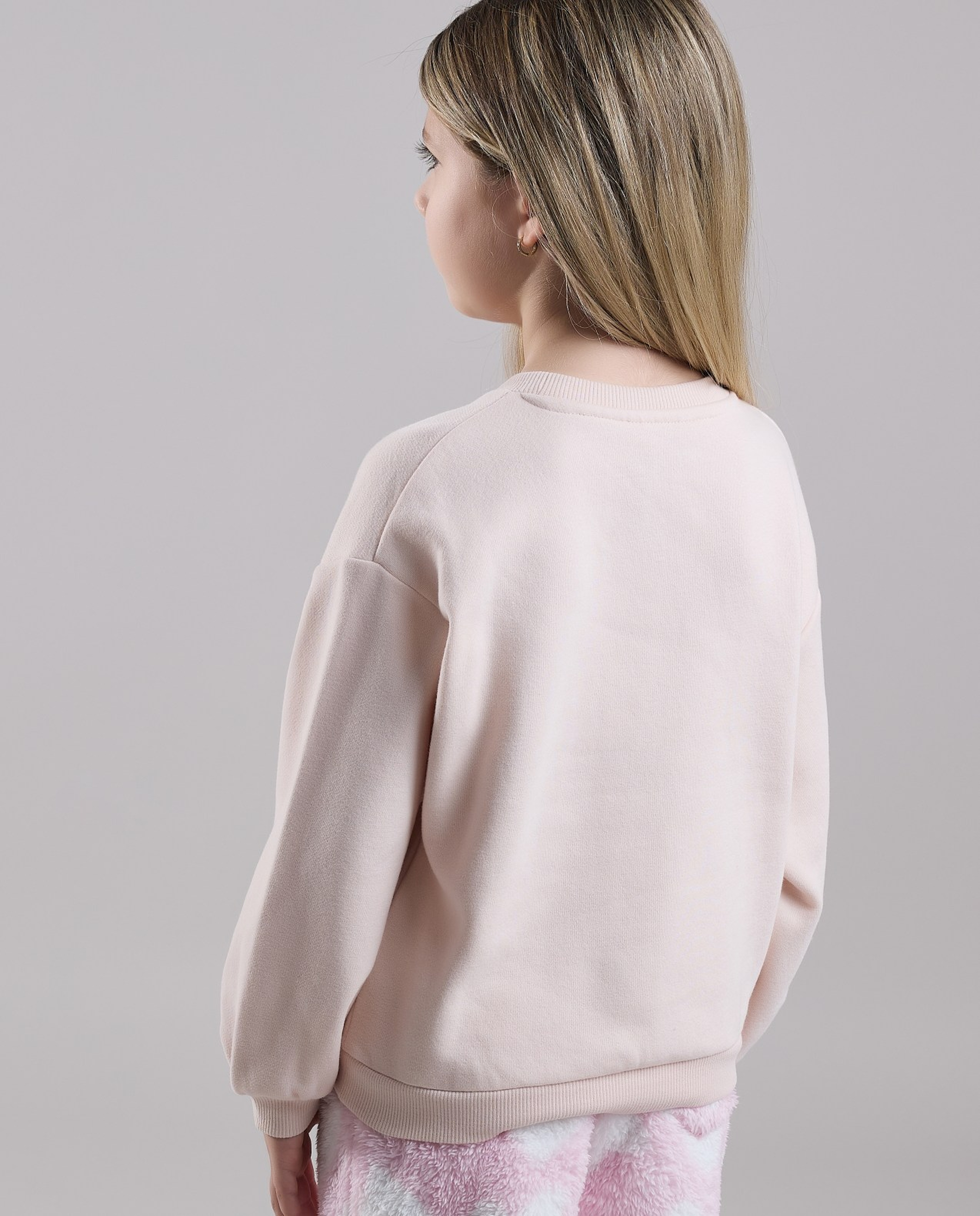 Sequined Sweatshirt with Crew Neck and Long Sleeves