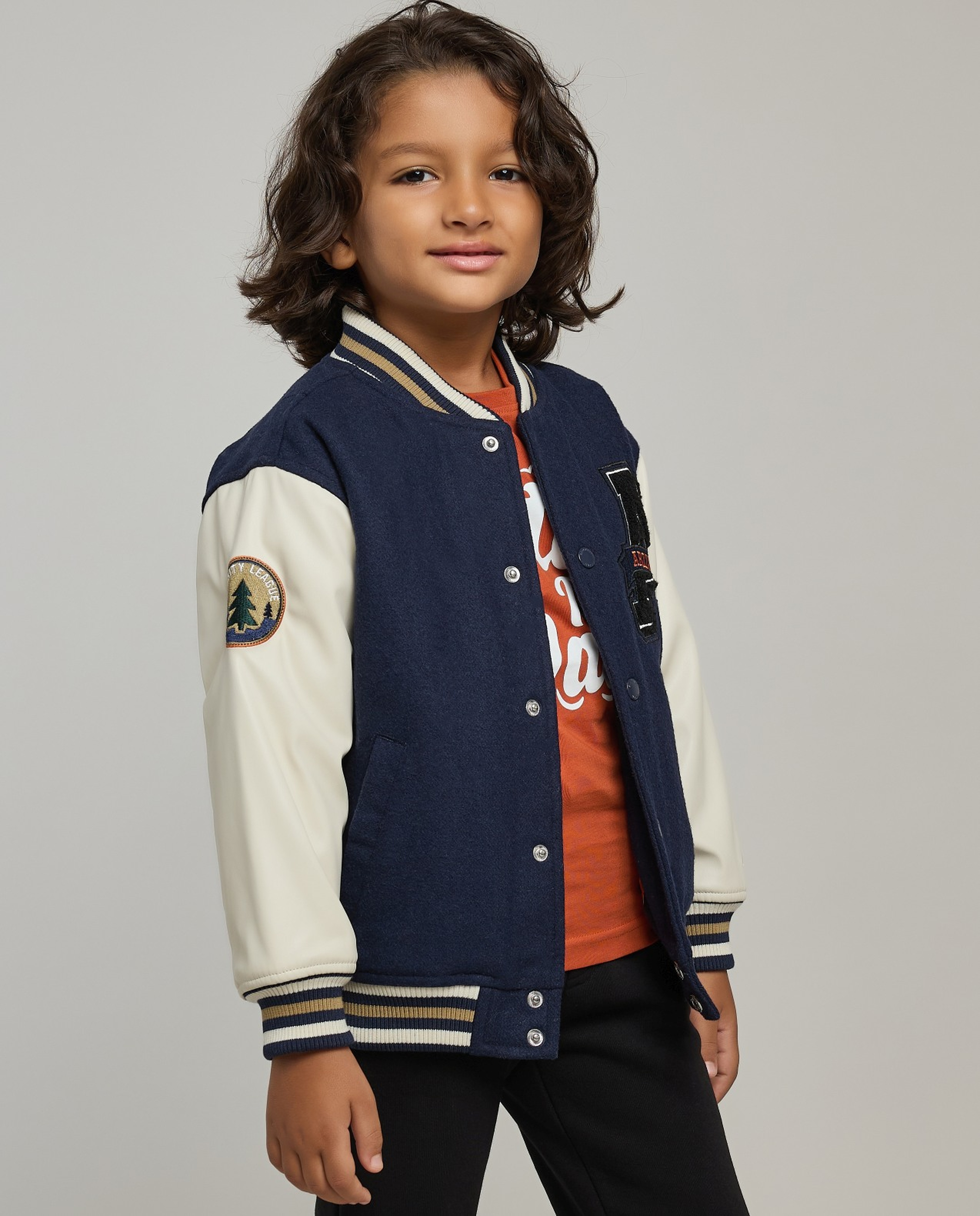 Color Block Bomber Jacket with Button Closure