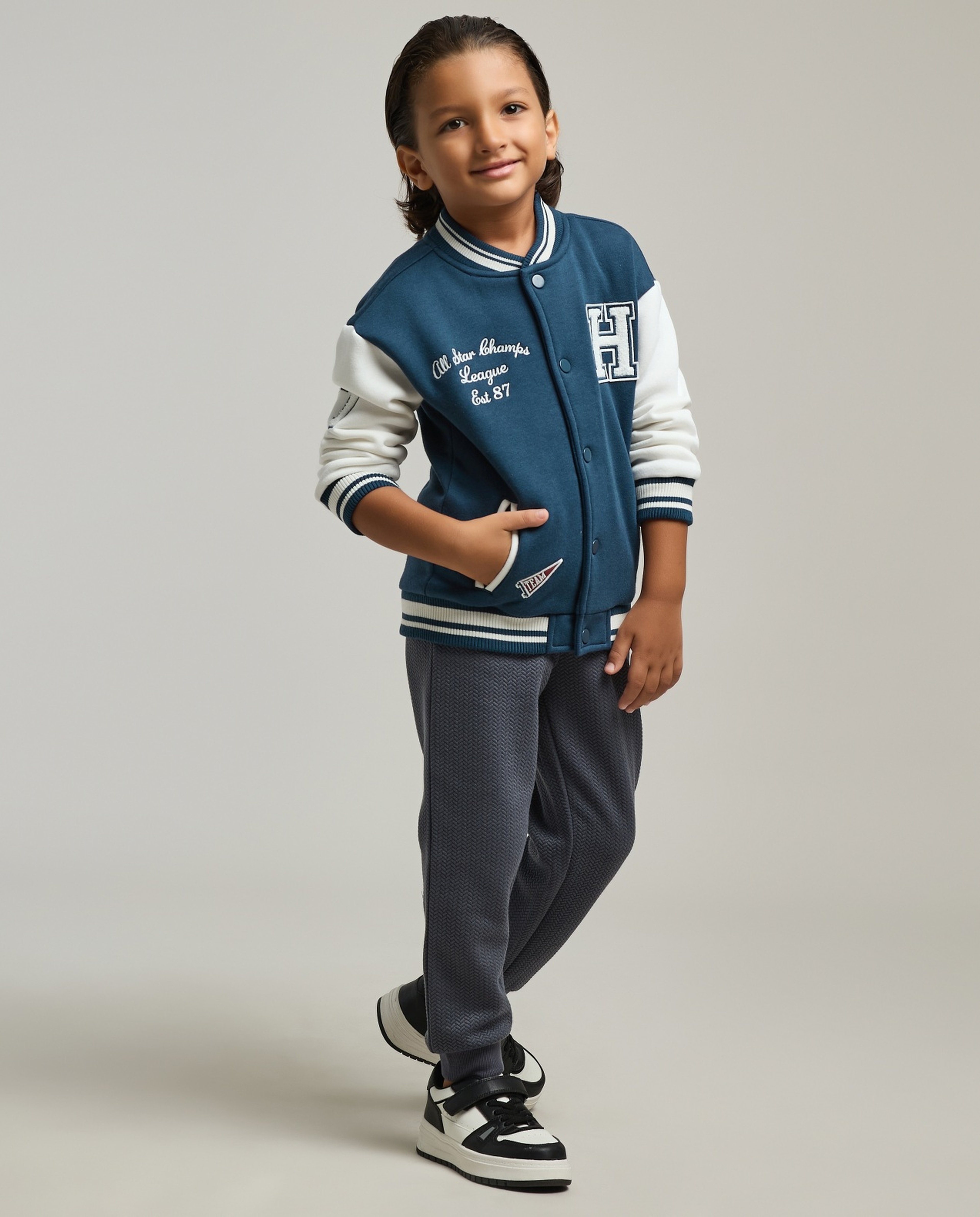 Color Block Bomber Jacket with Button Closure