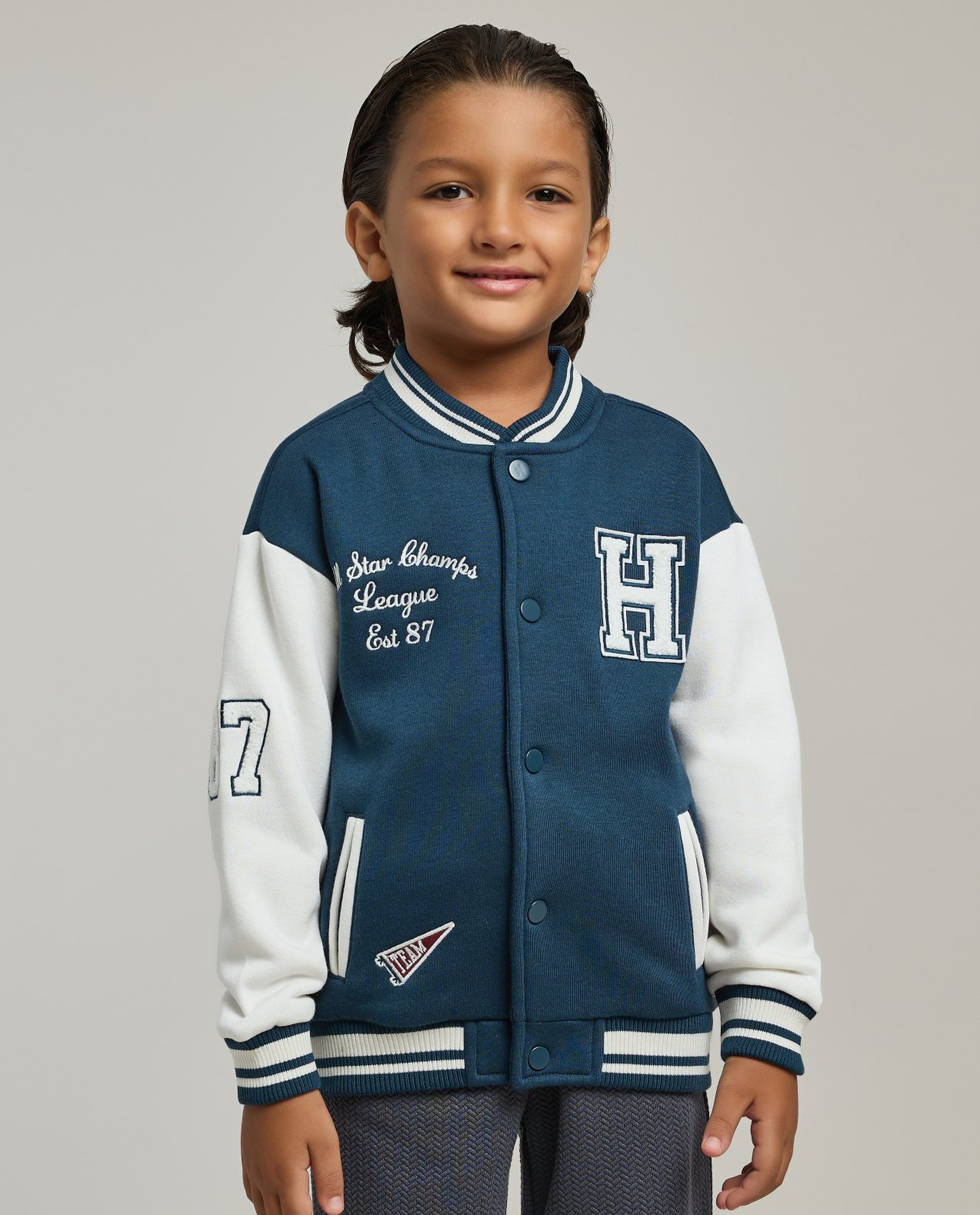 Color Block Bomber Jacket with Button Closure