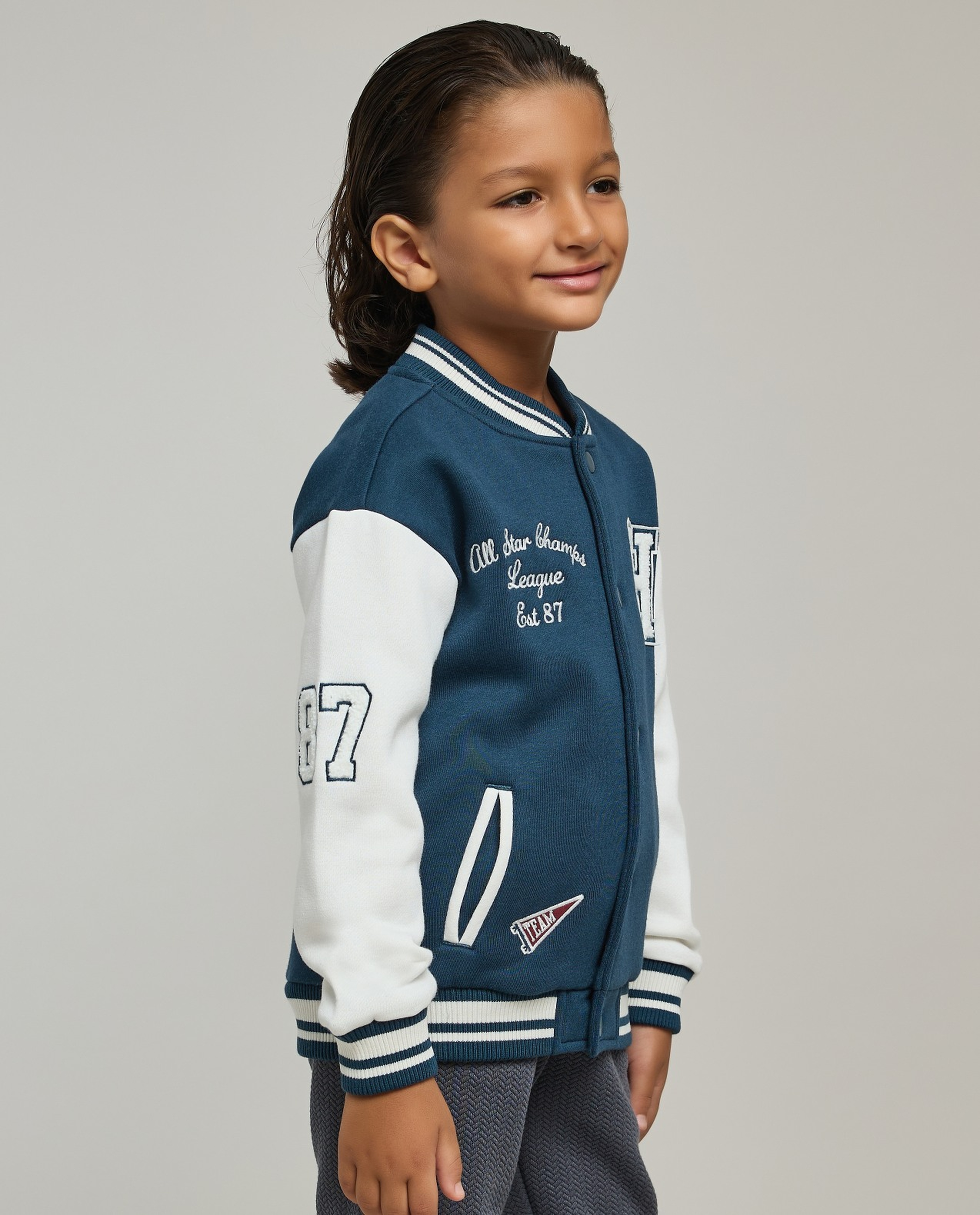 Color Block Bomber Jacket with Button Closure