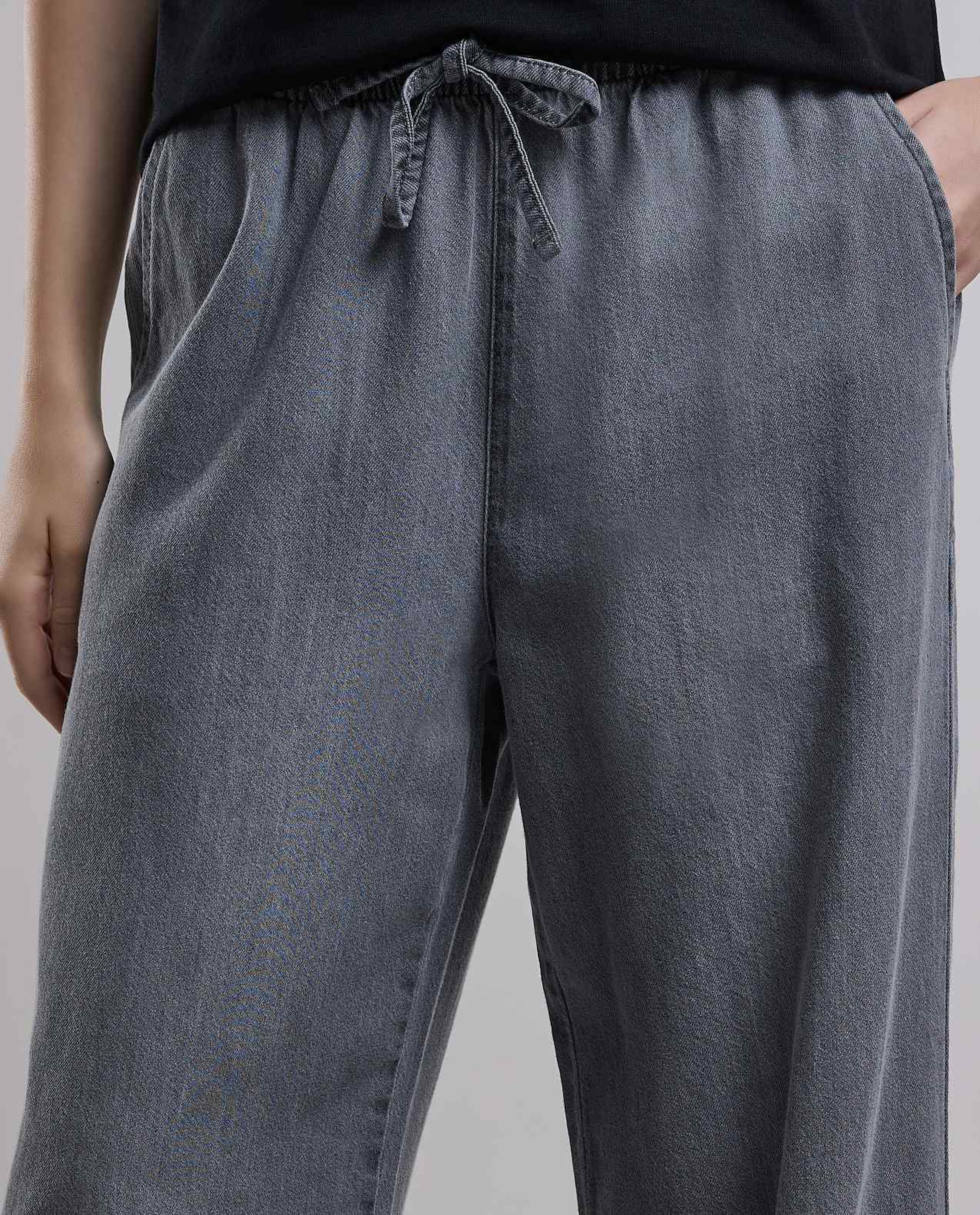 Washed Wide Leg Jeans with Button Closure