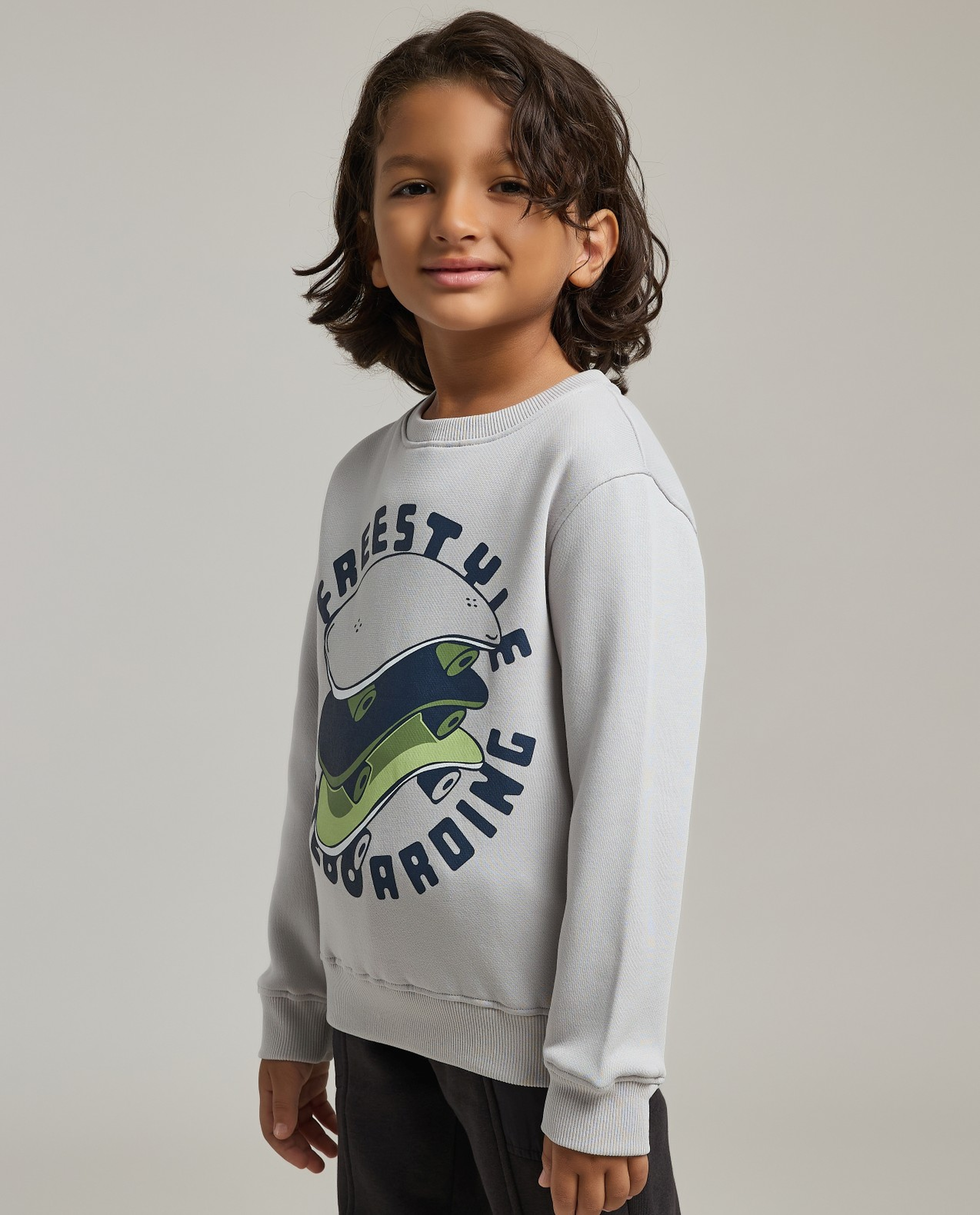 Printed Sweatshirt with Crew Neck and Long Sleeves