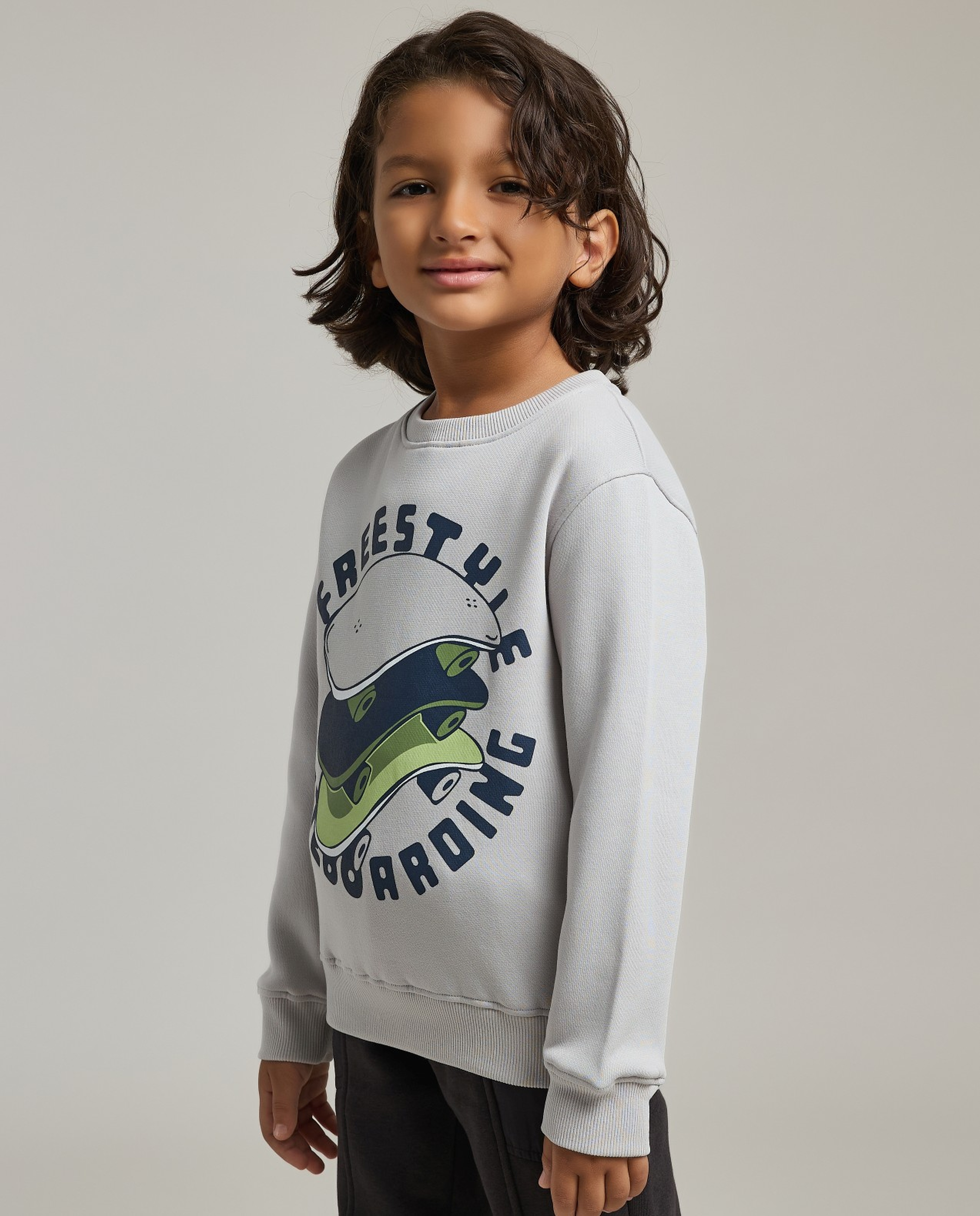 Printed Sweatshirt with Crew Neck and Long Sleeves