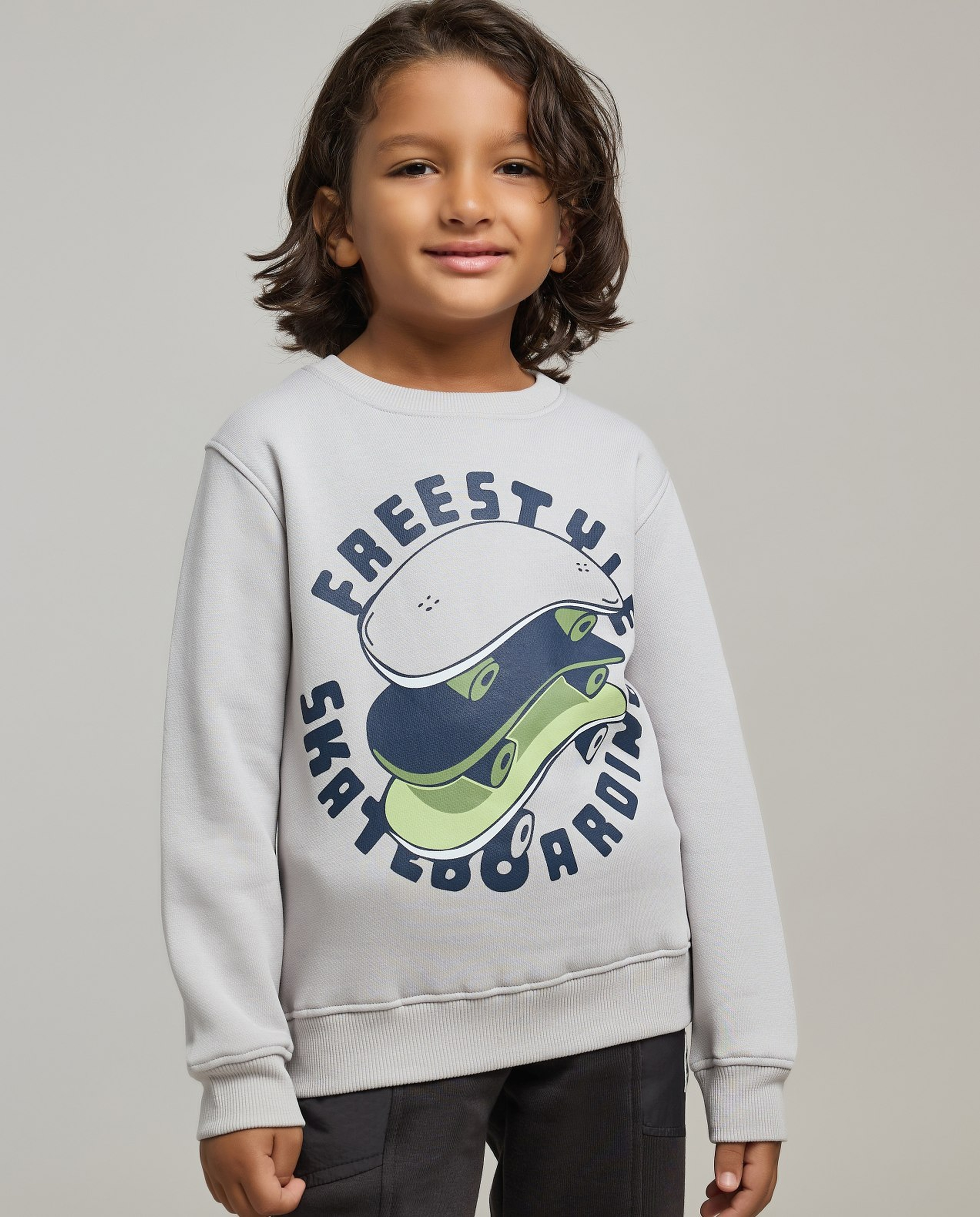 Printed Sweatshirt with Crew Neck and Long Sleeves