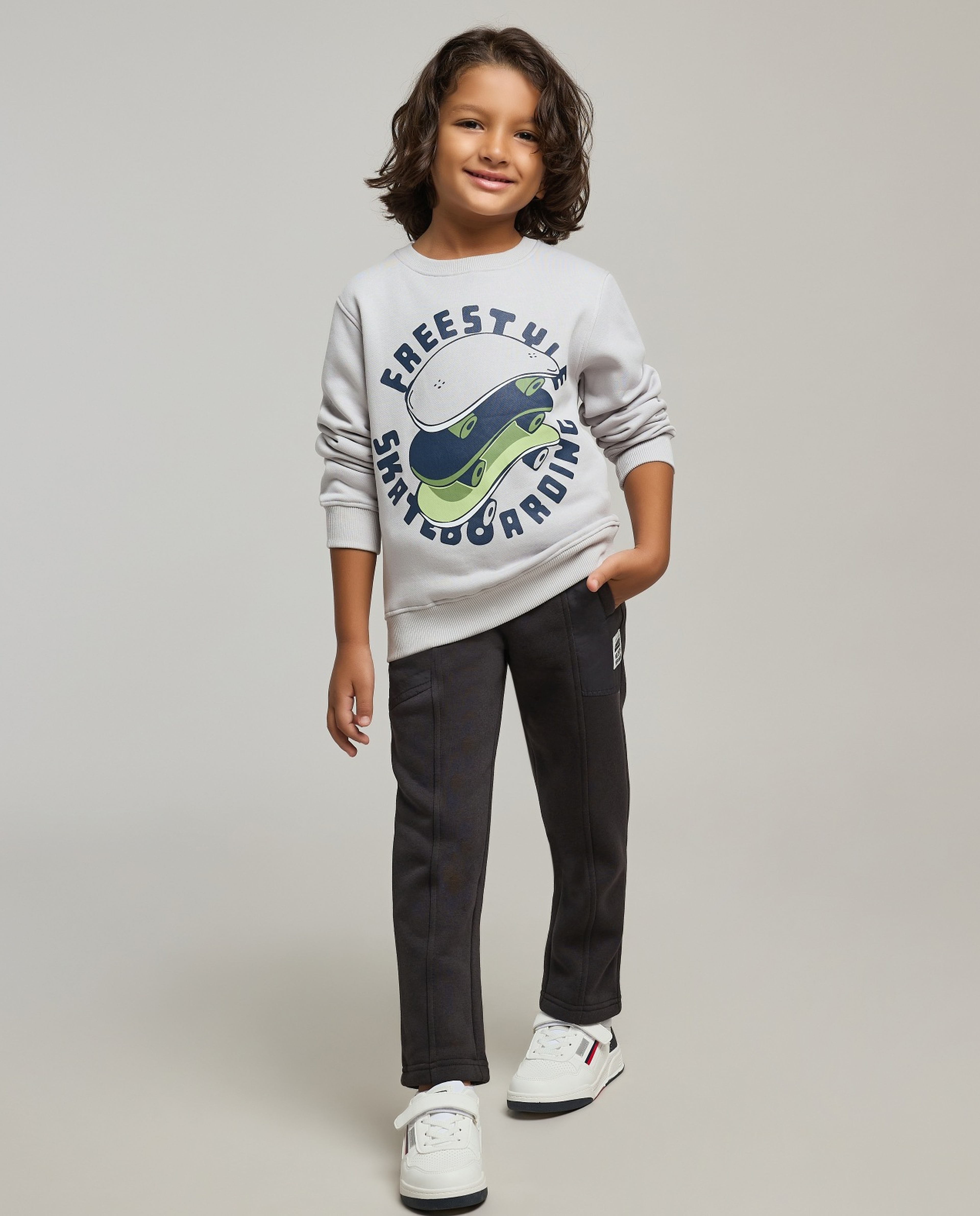 Printed Sweatshirt with Crew Neck and Long Sleeves
