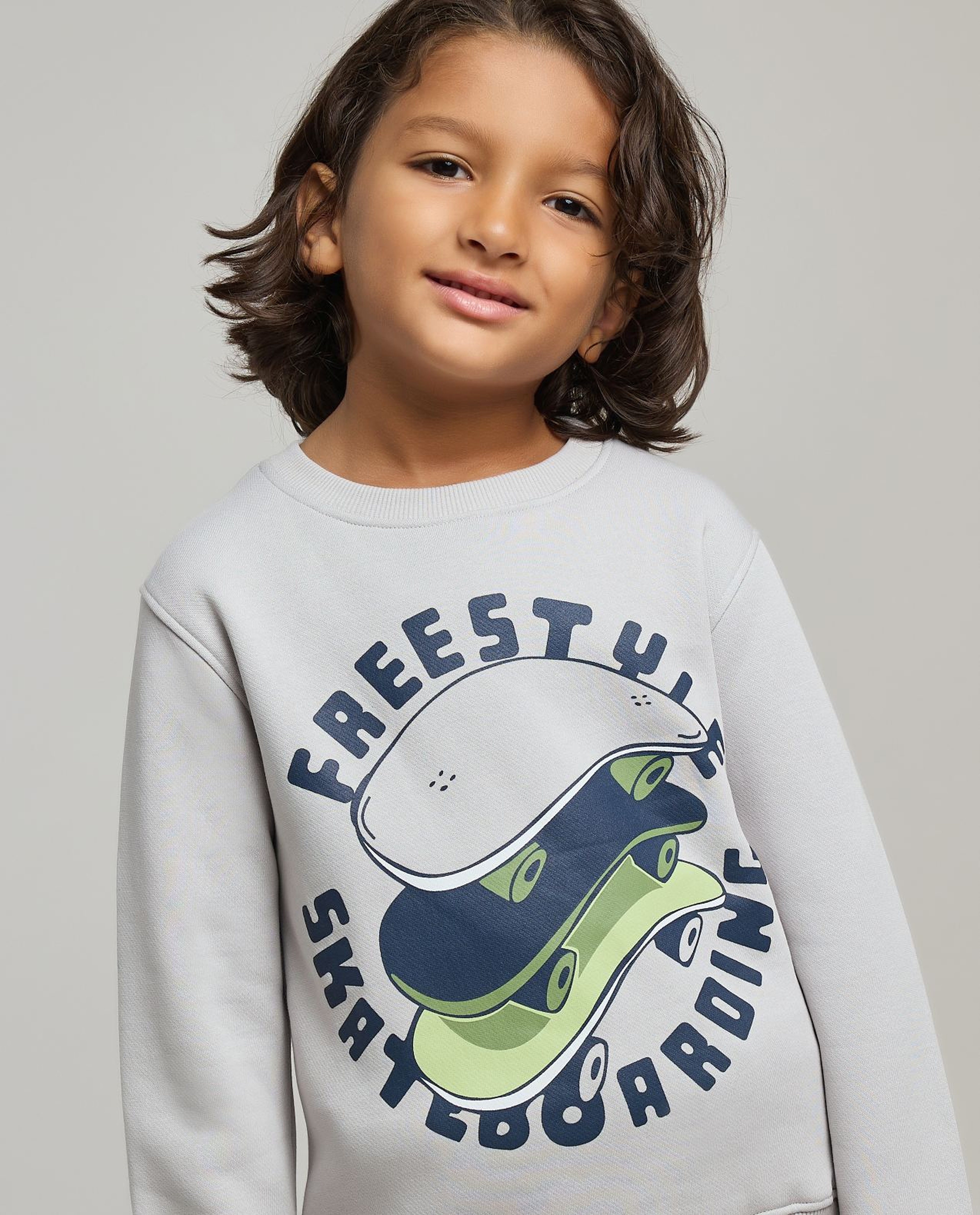 Printed Sweatshirt with Crew Neck and Long Sleeves