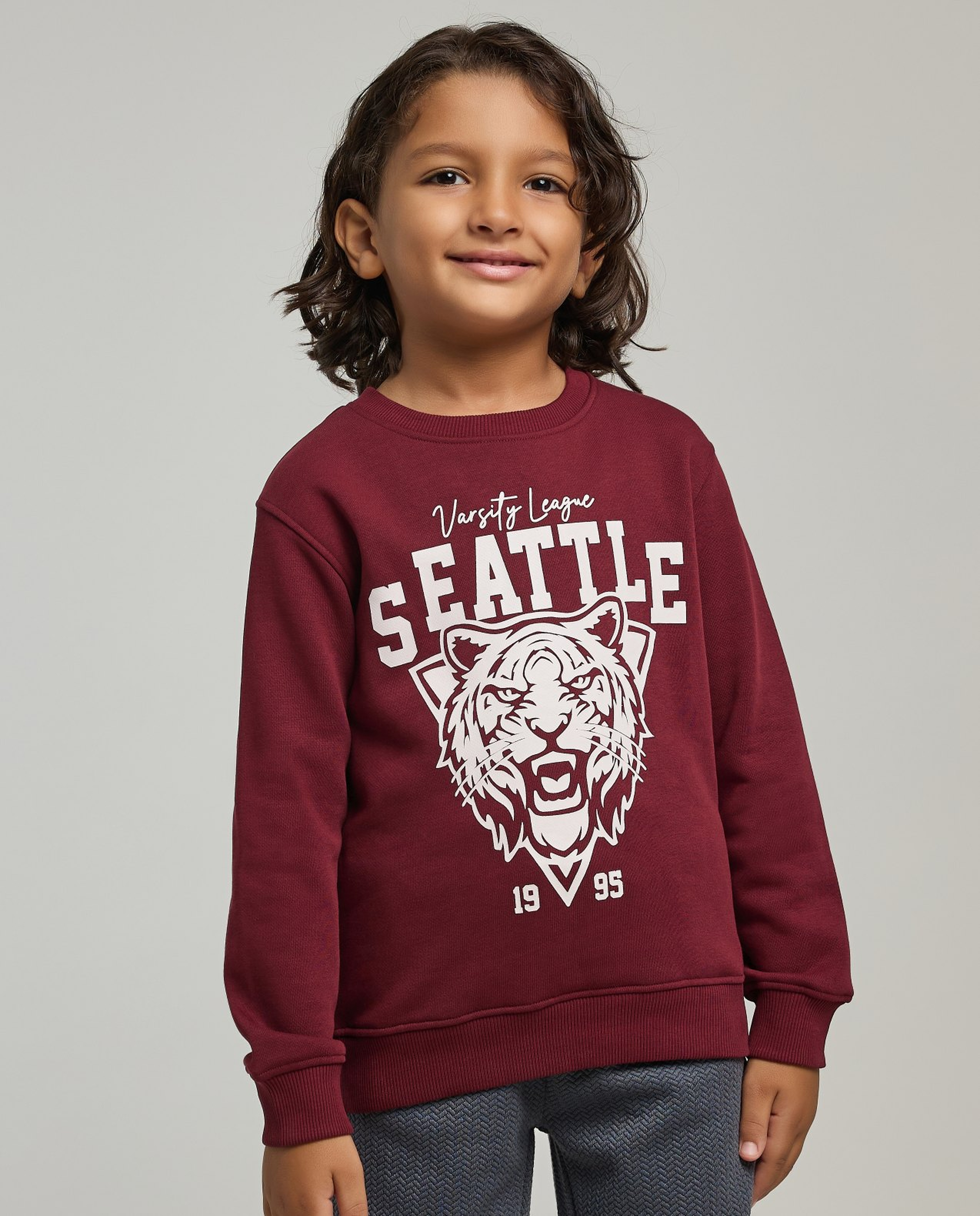 Printed Sweatshirt with Crew Neck and Long Sleeves