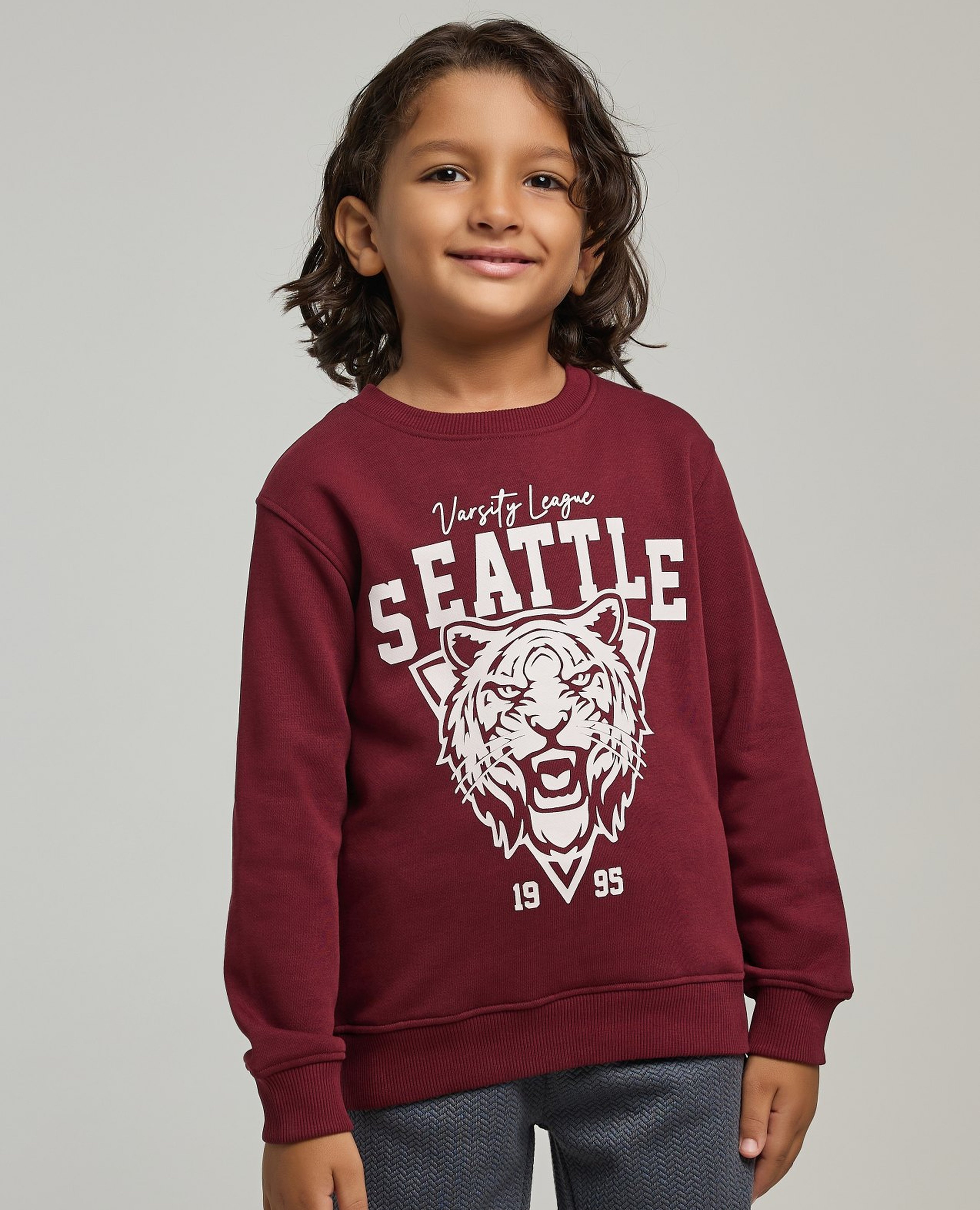 Printed Sweatshirt with Crew Neck and Long Sleeves