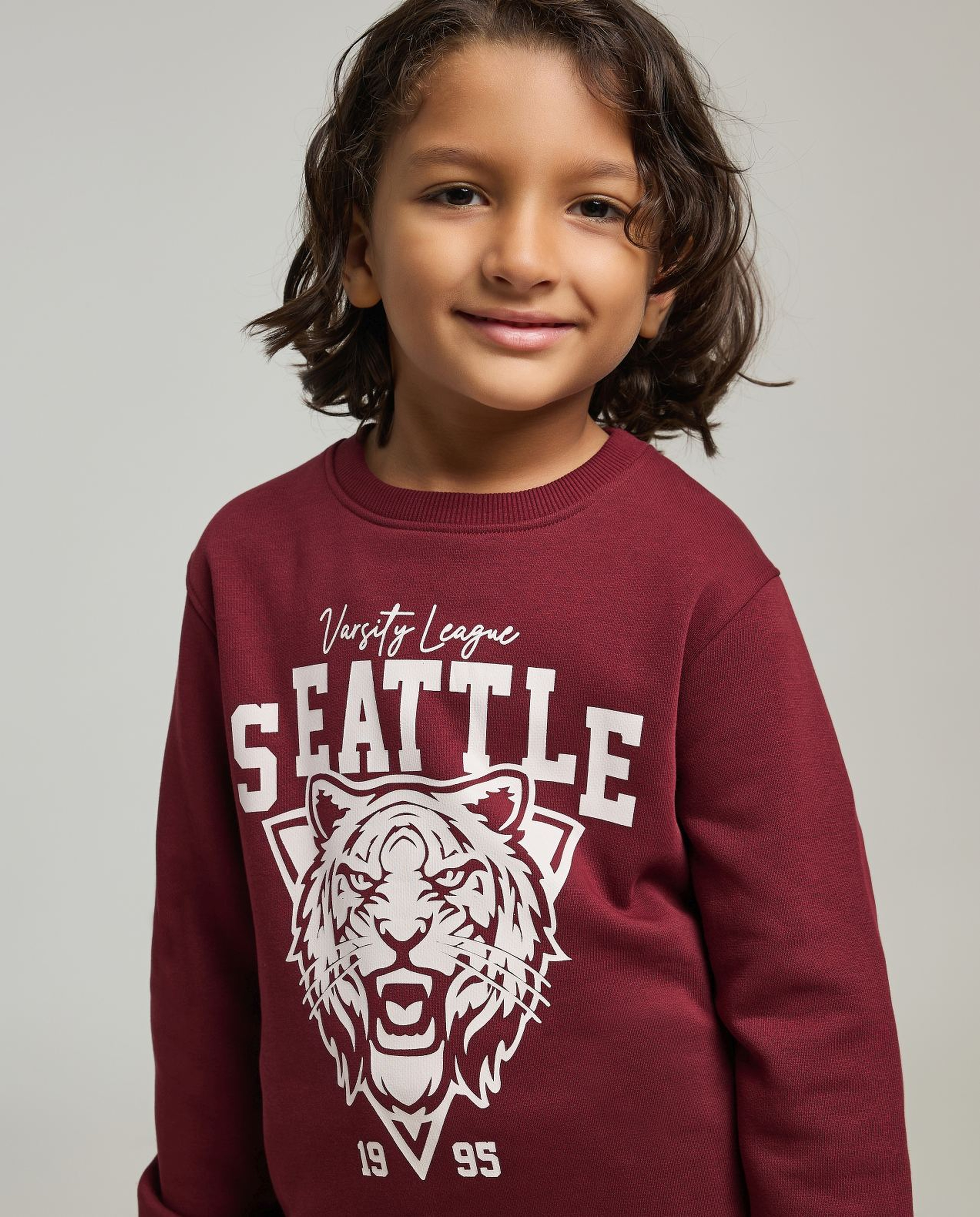 Printed Sweatshirt with Crew Neck and Long Sleeves