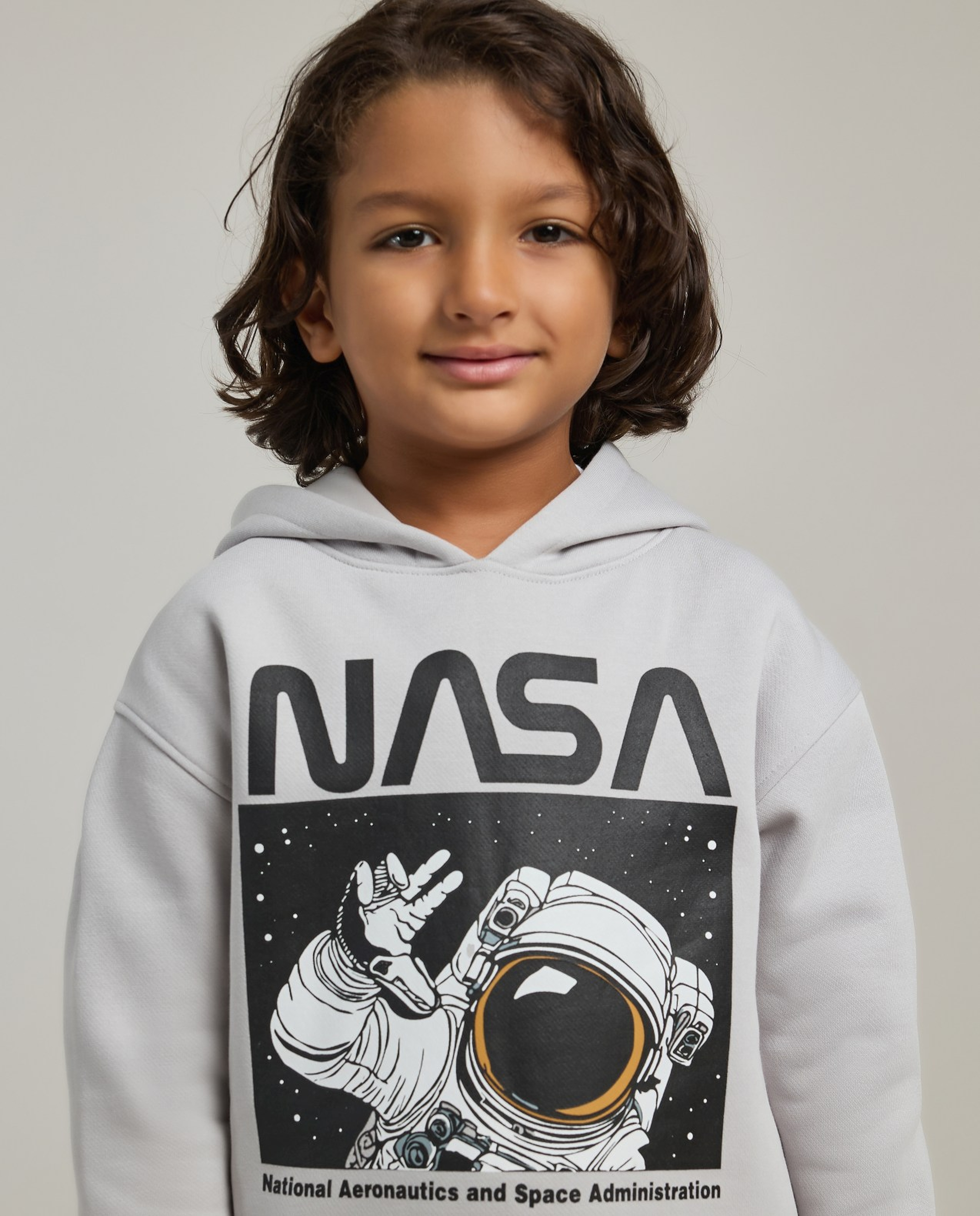 Nasa Print Sweatshirt with Crew Neck and Long Sleeves