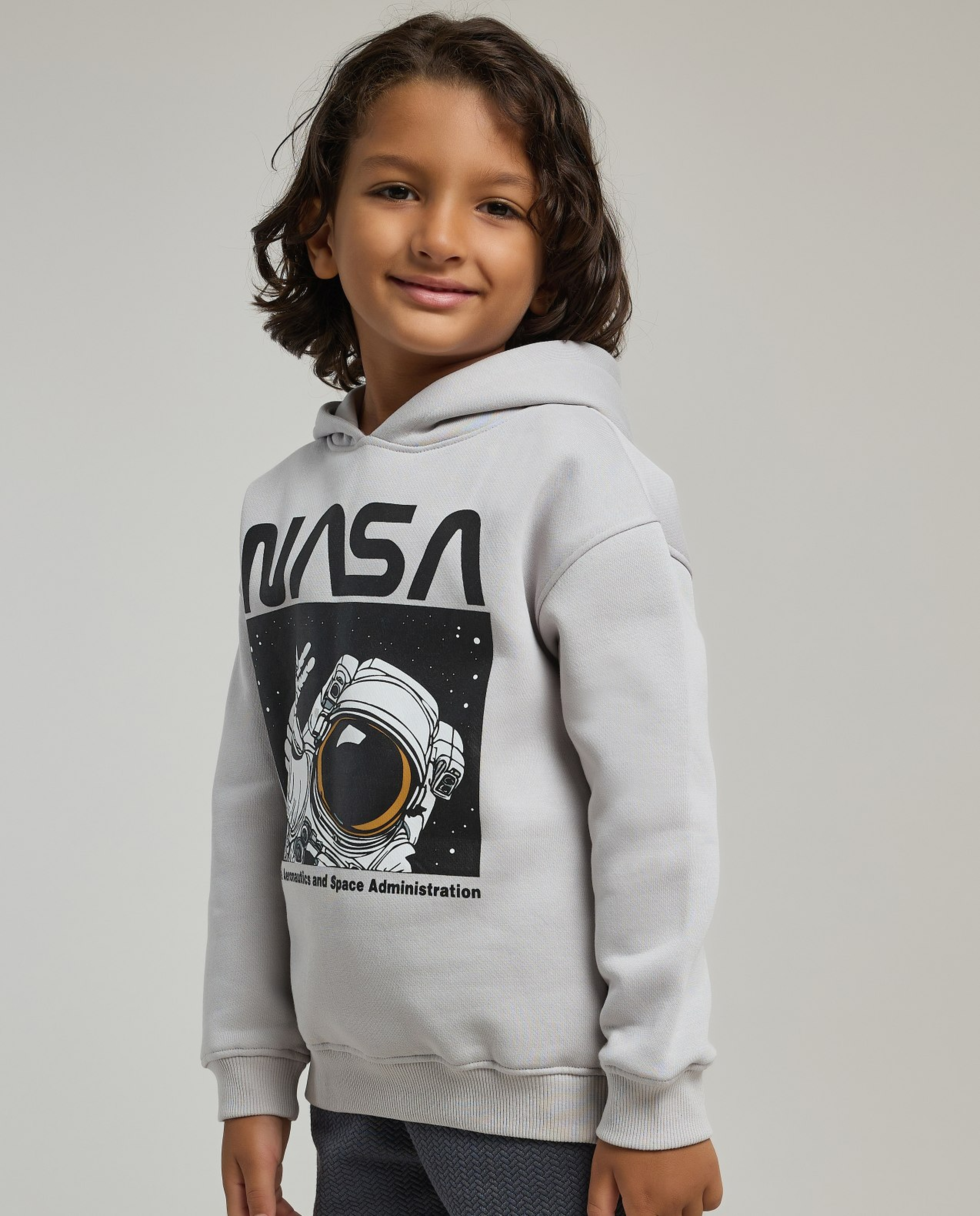 Nasa Print Sweatshirt with Crew Neck and Long Sleeves