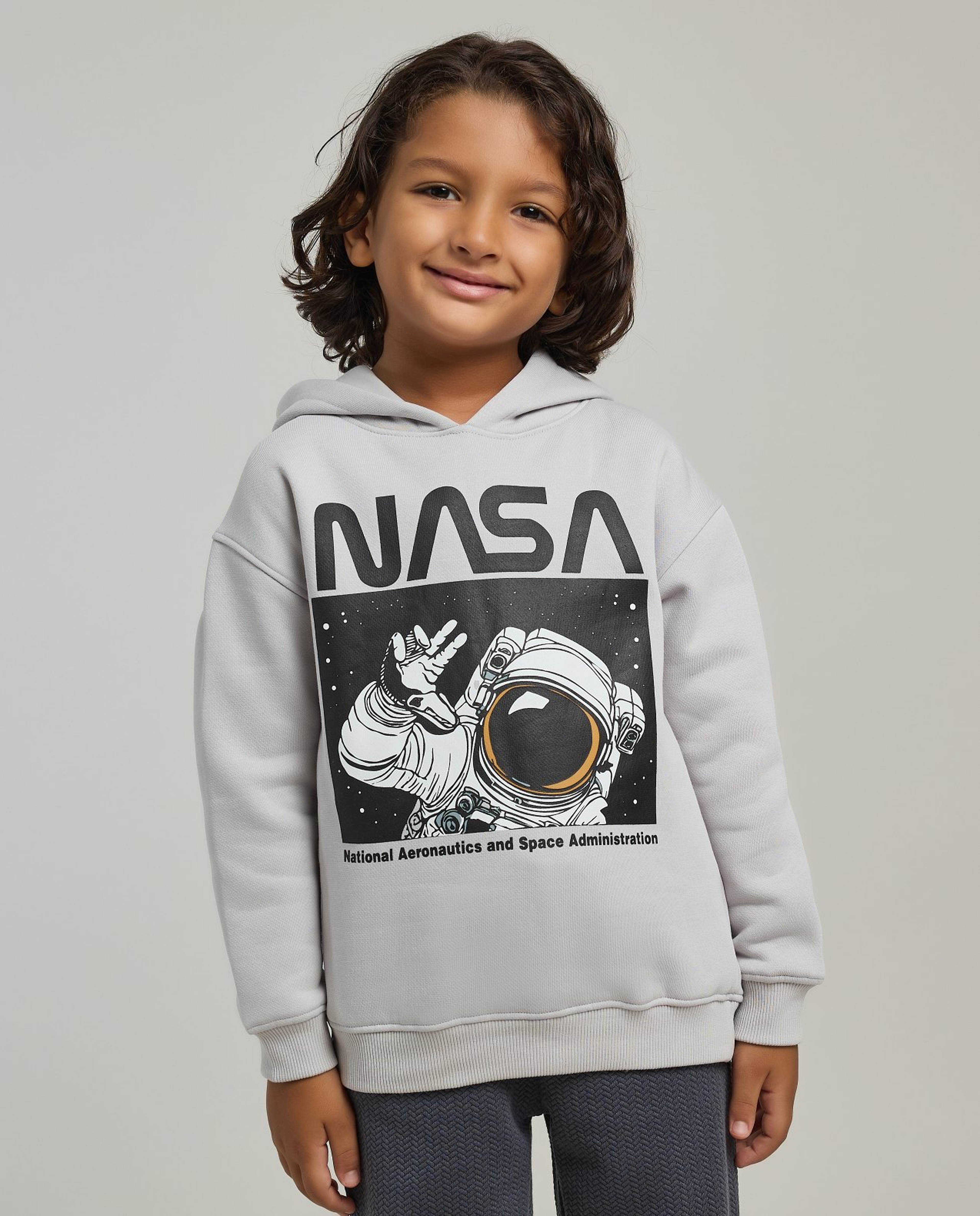 Nasa Print Sweatshirt with Crew Neck and Long Sleeves