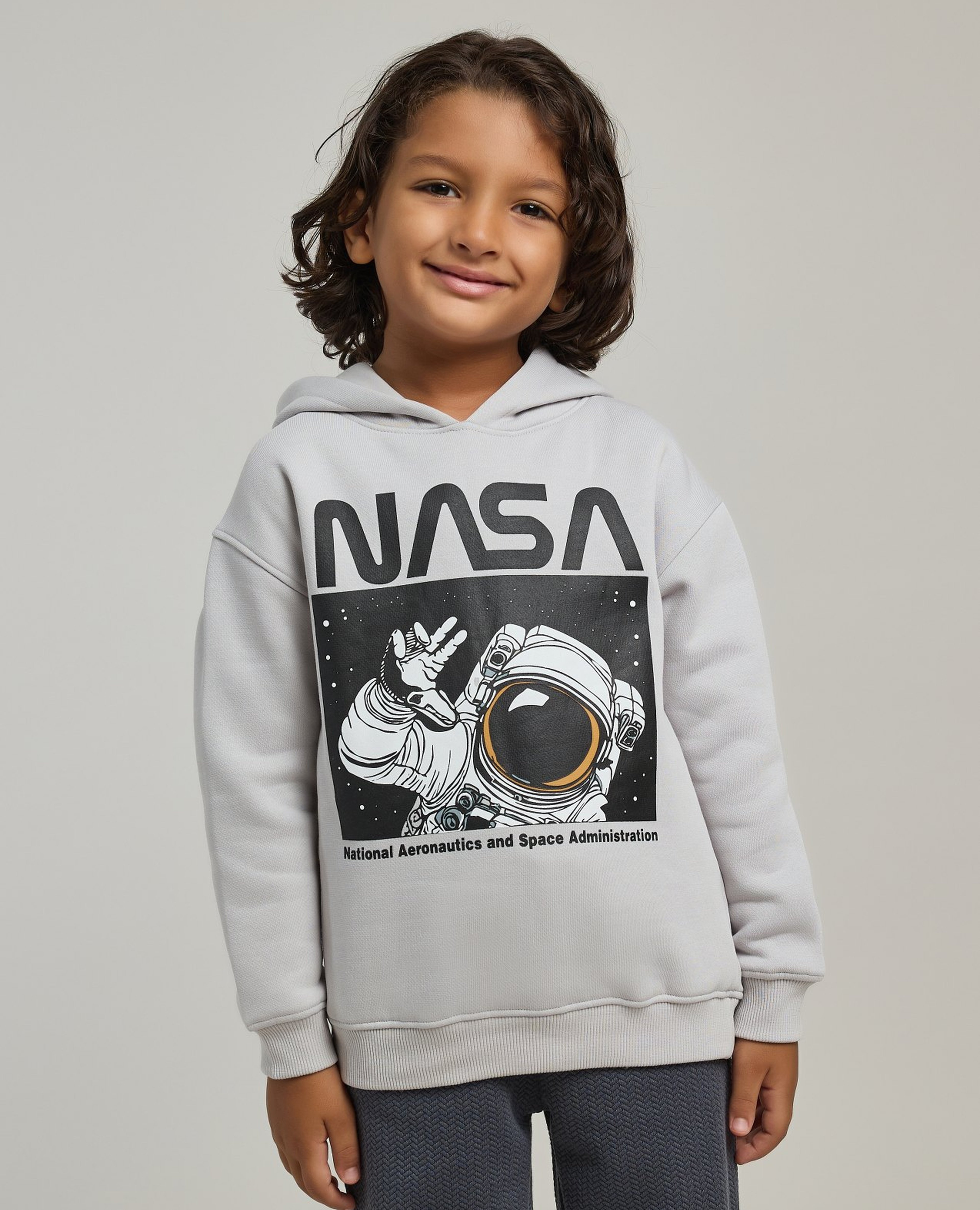 Nasa Print Sweatshirt with Crew Neck and Long Sleeves