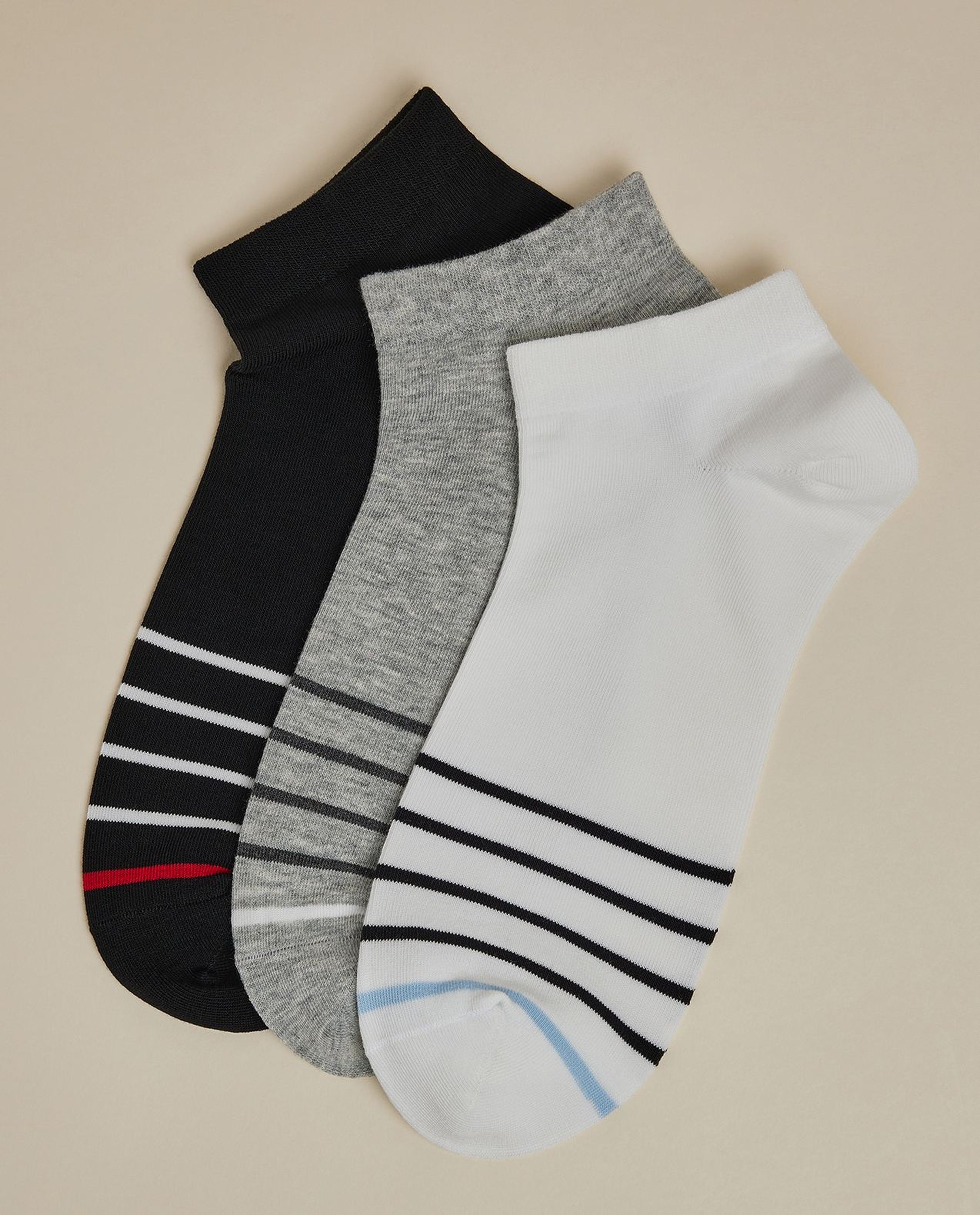 3 Pack Striped Ankle Socks