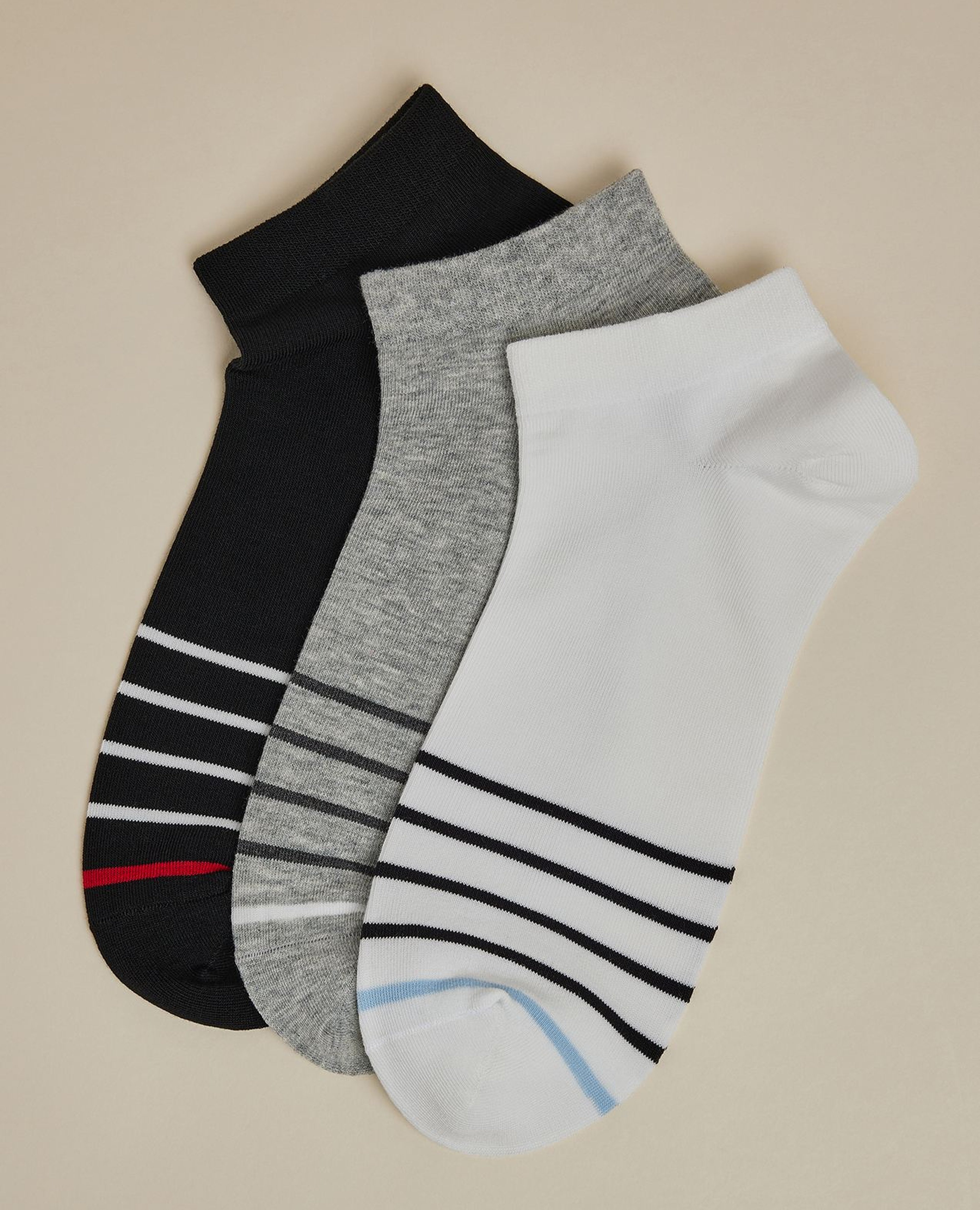 3 Pack Striped Ankle Socks
