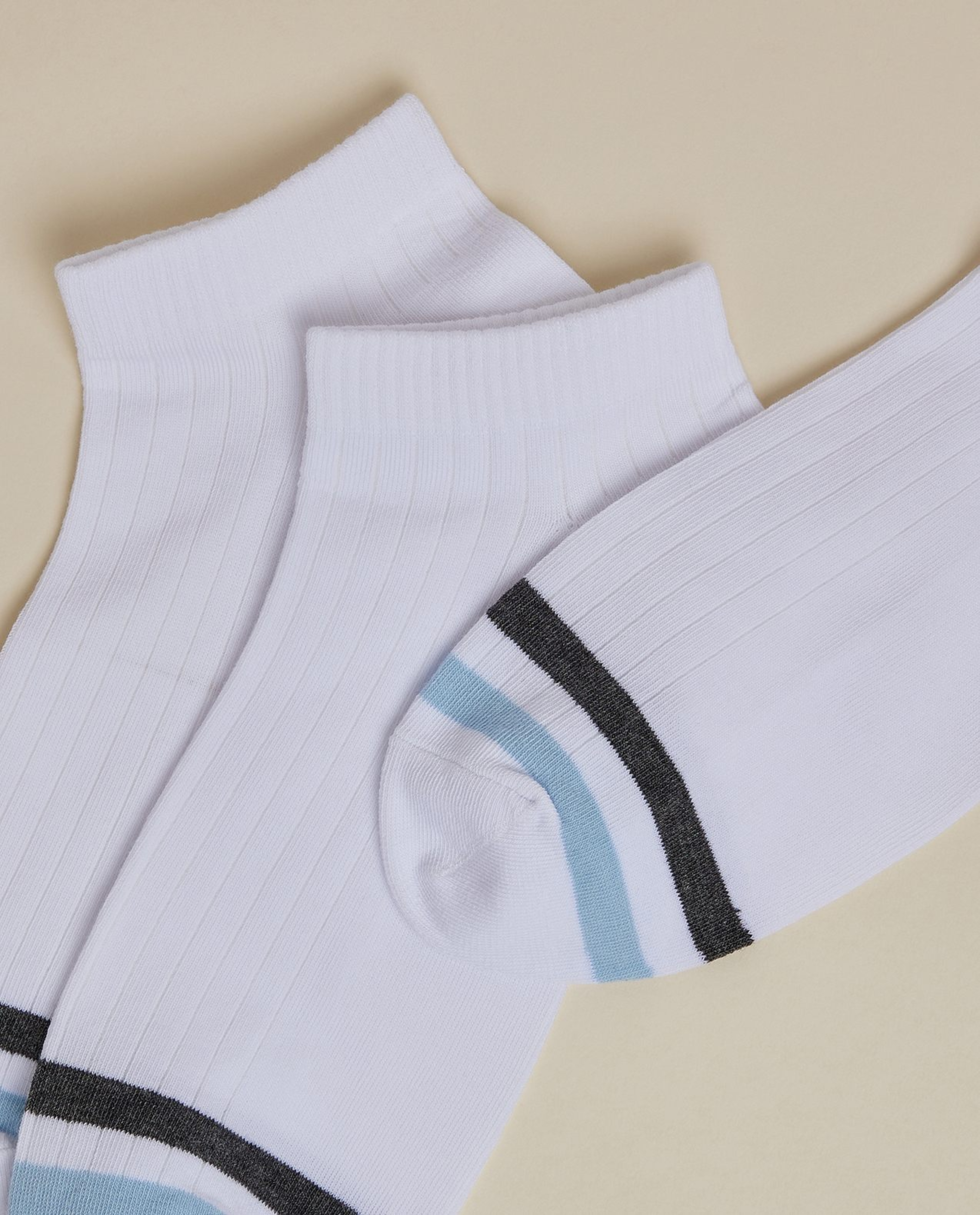 3 Pack Striped Ankle Socks