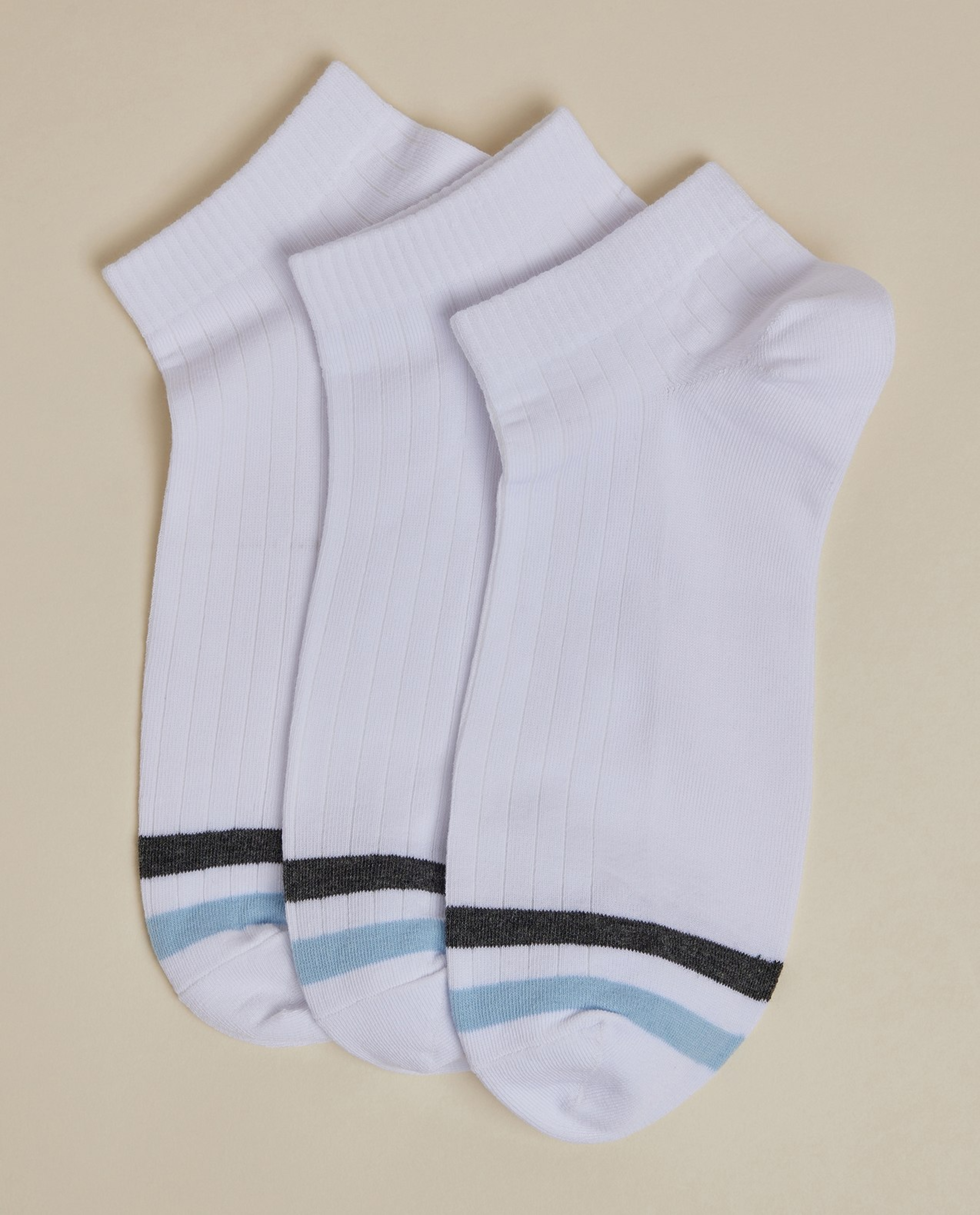 3 Pack Striped Ankle Socks