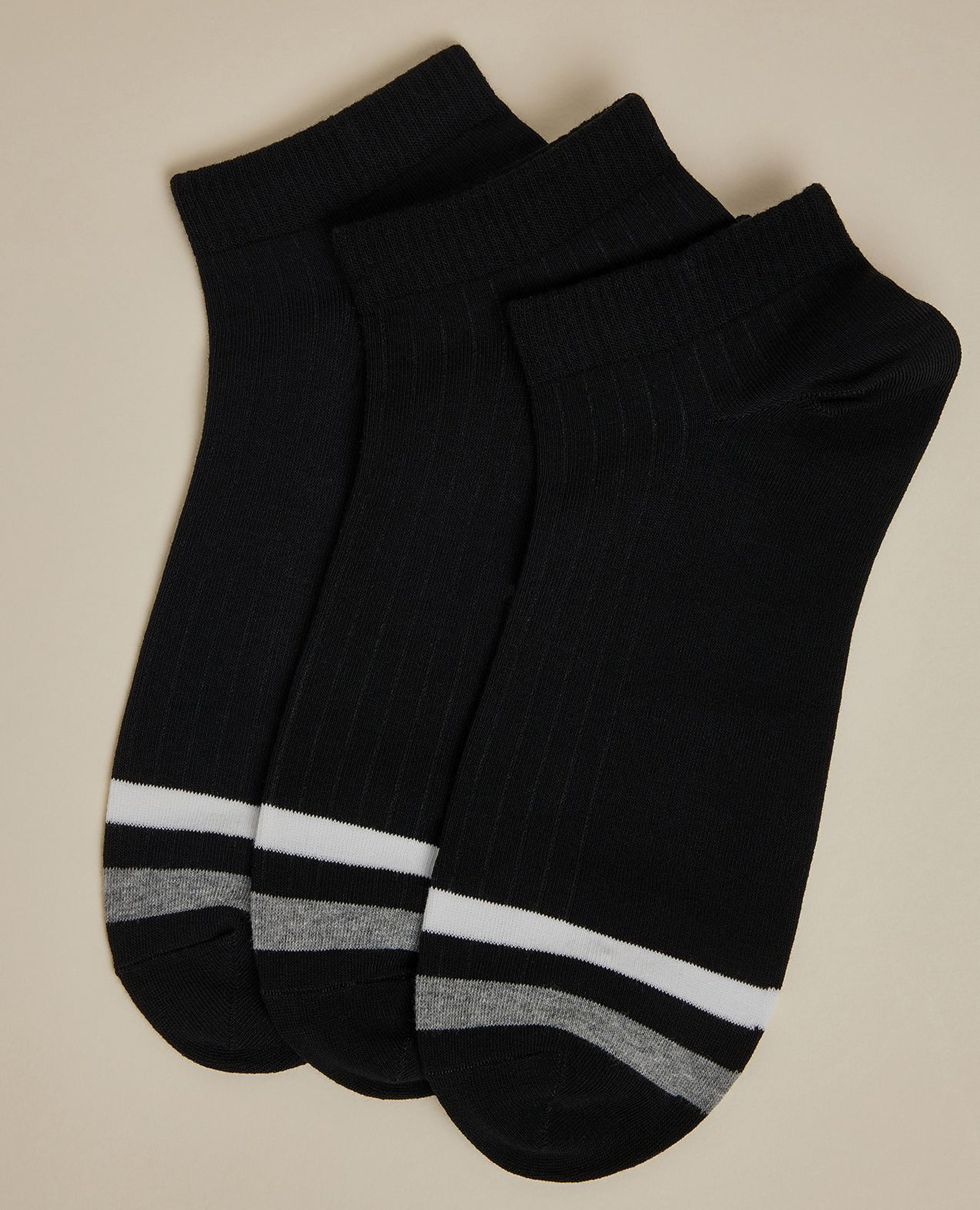 3 Pack Striped Ankle Socks