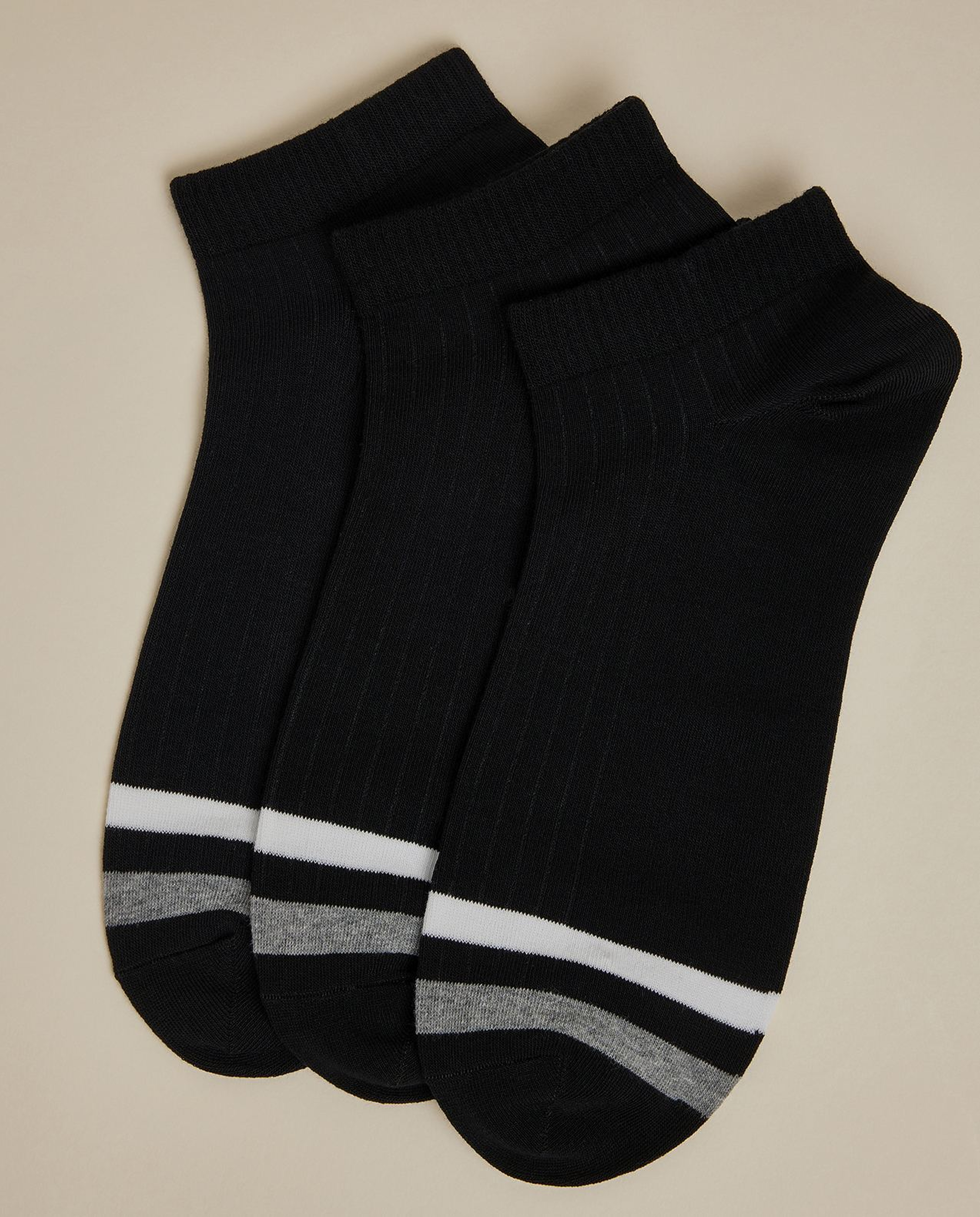 3 Pack Striped Ankle Socks