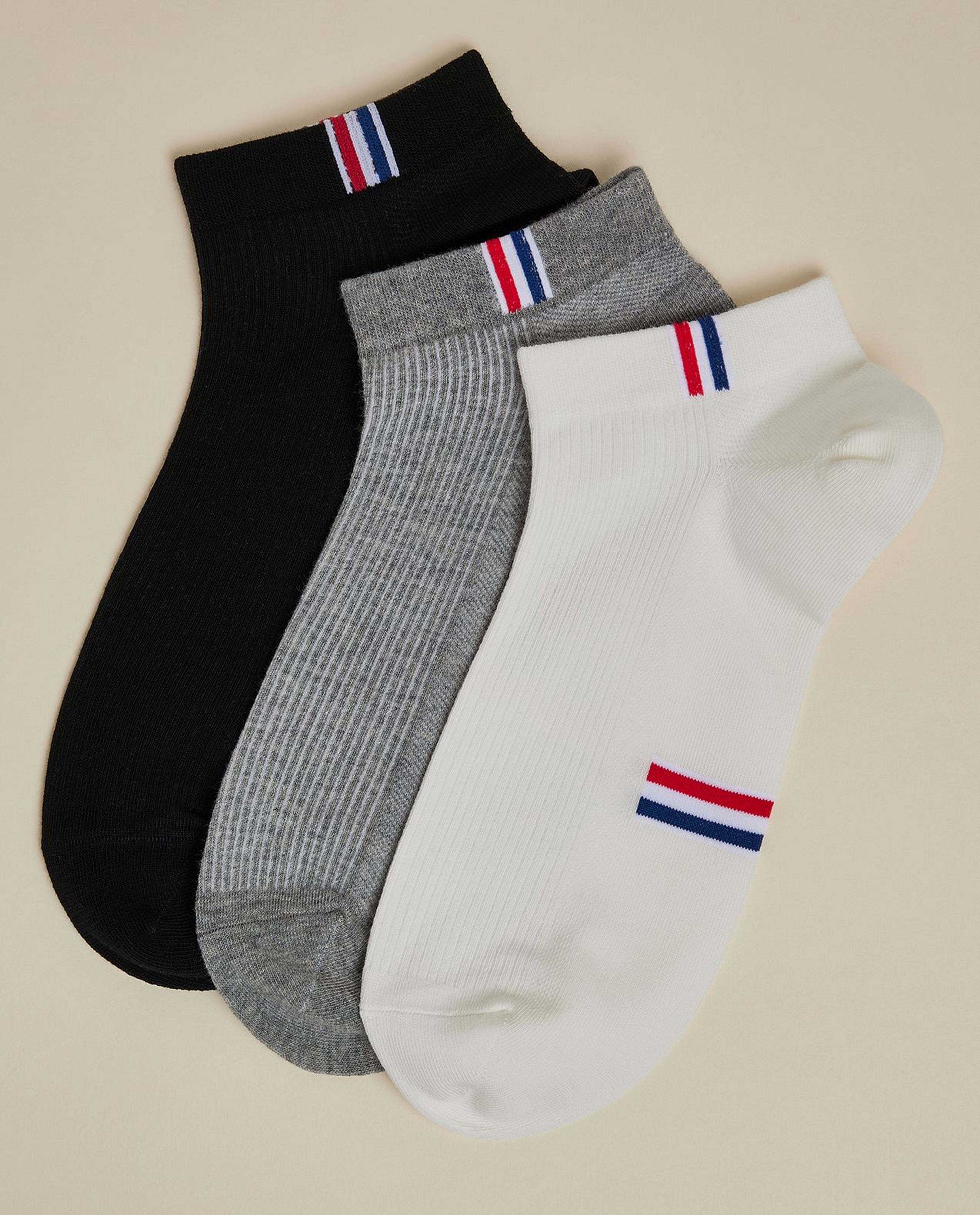 3 Pack Striped Ankle Socks