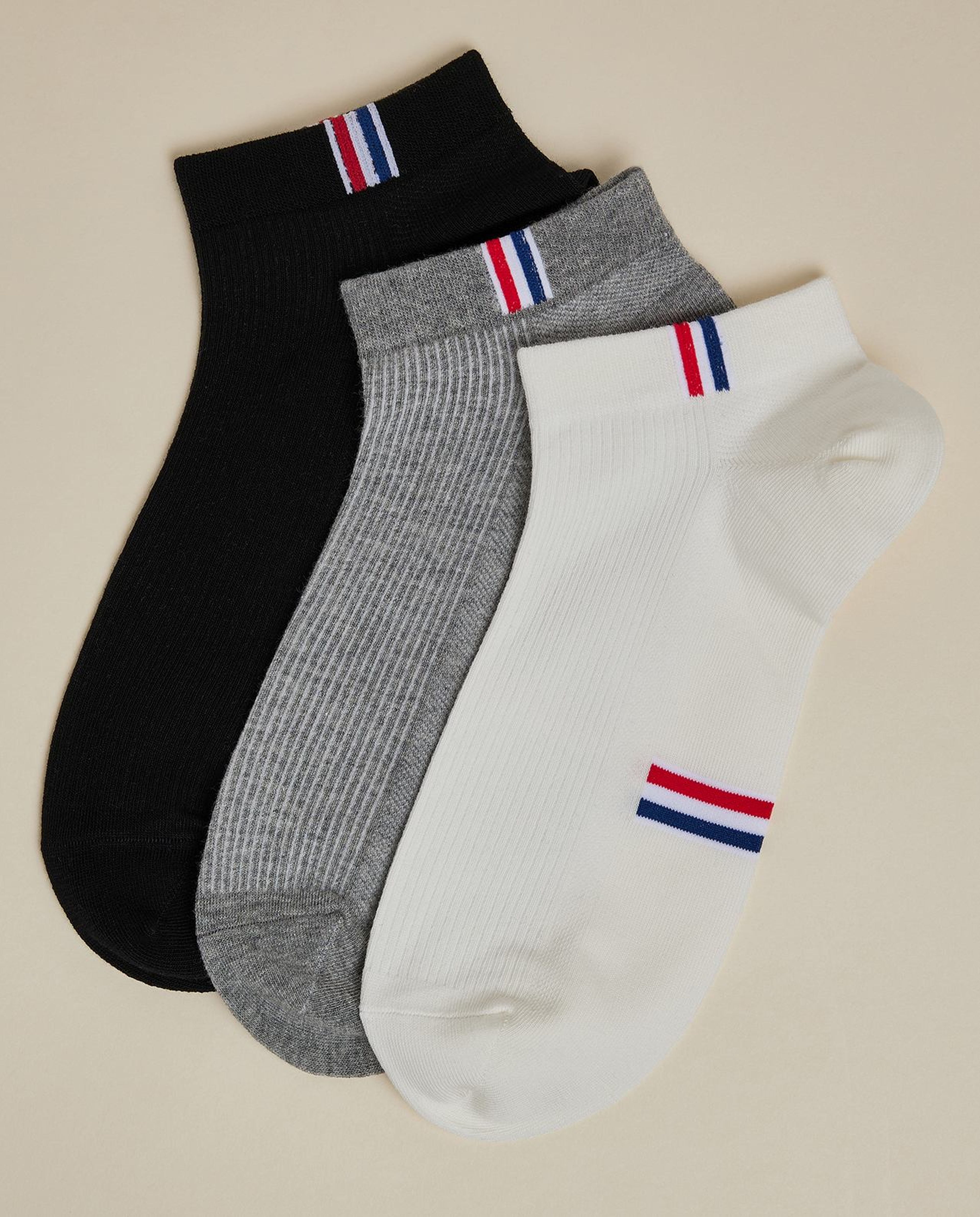 3 Pack Striped Ankle Socks