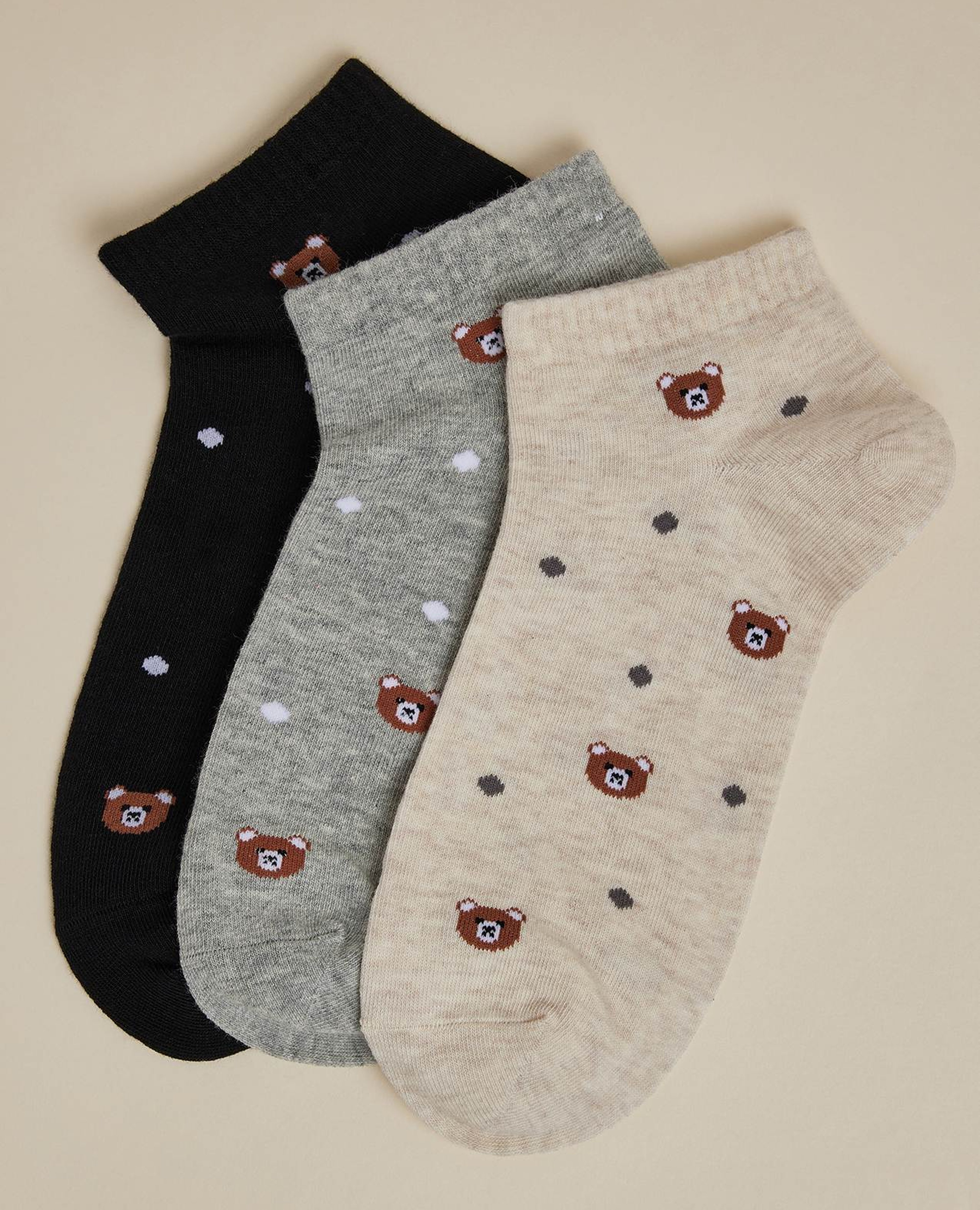 جوارب قصيرة بنقشة  - 3 قطع