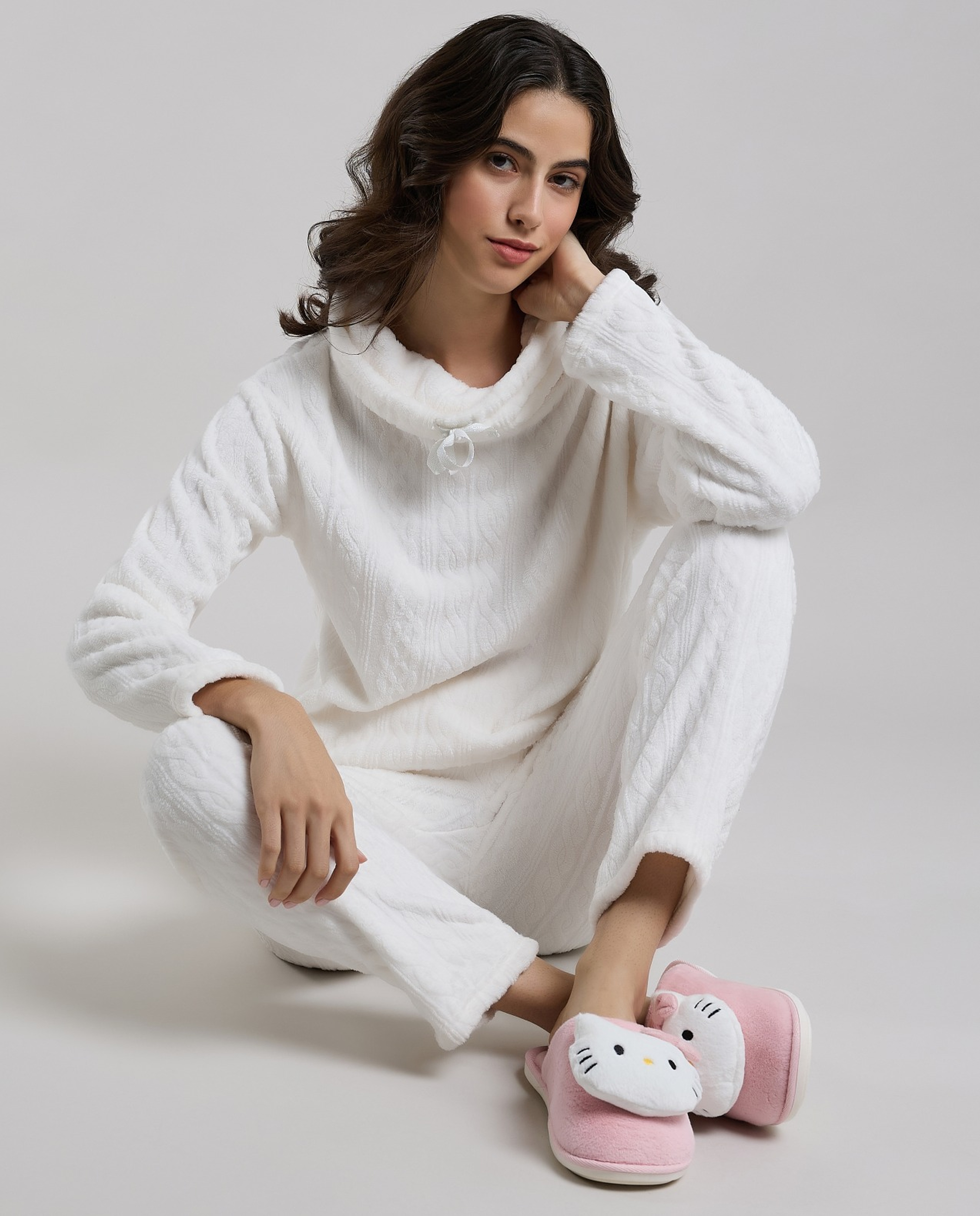 Self Patterned Pyjama Set