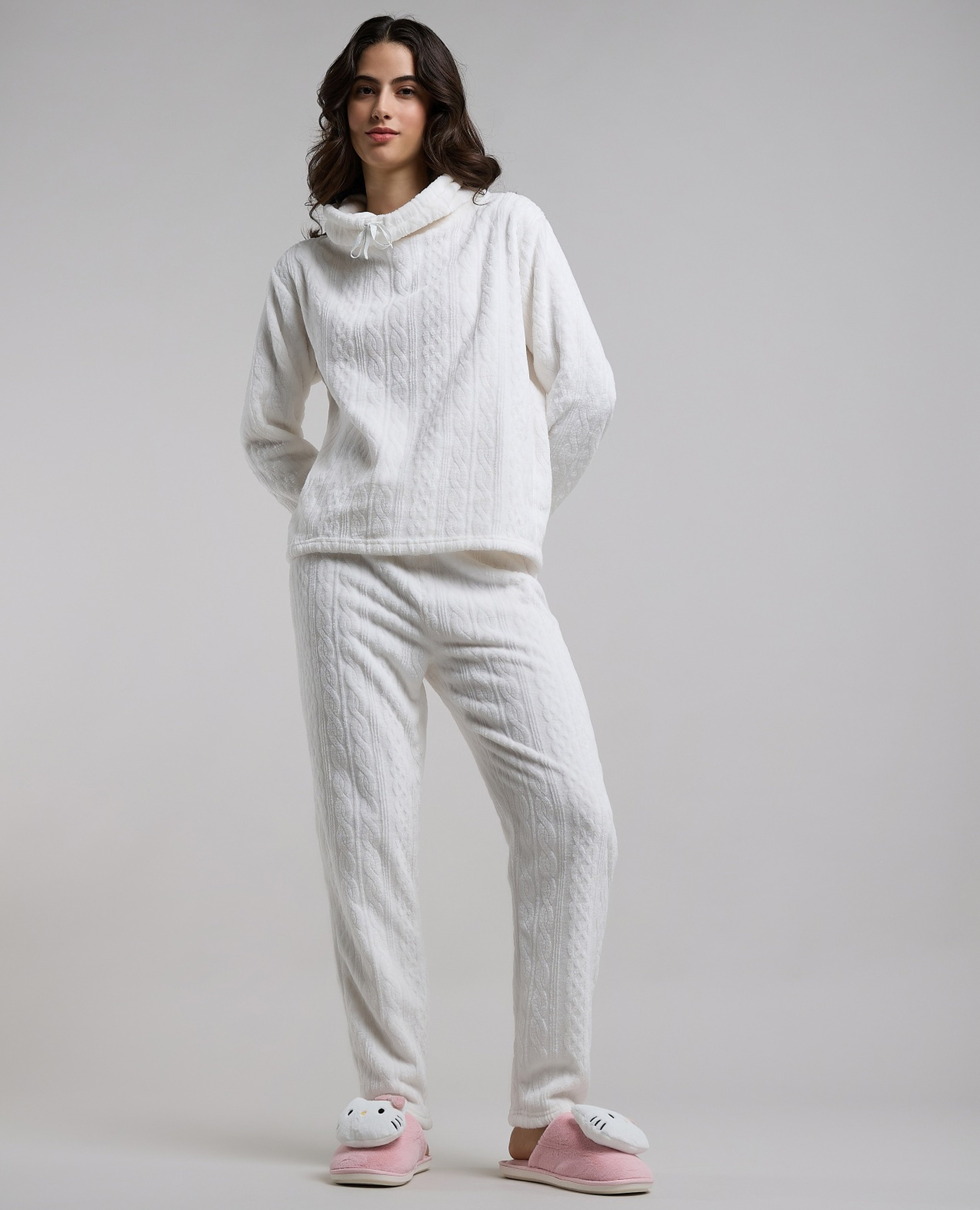 Self Patterned Pyjama Set