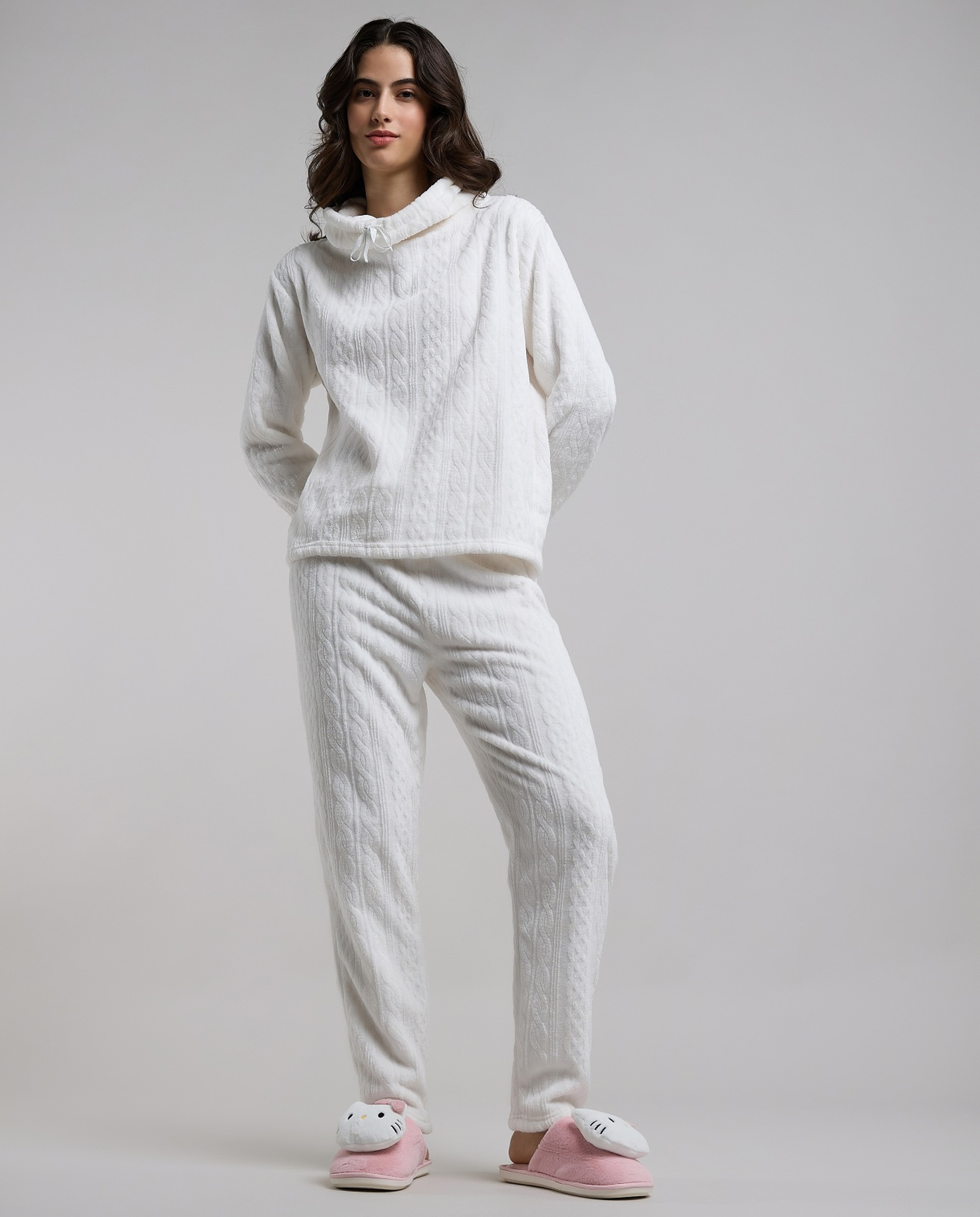 Self Patterned Pyjama Set