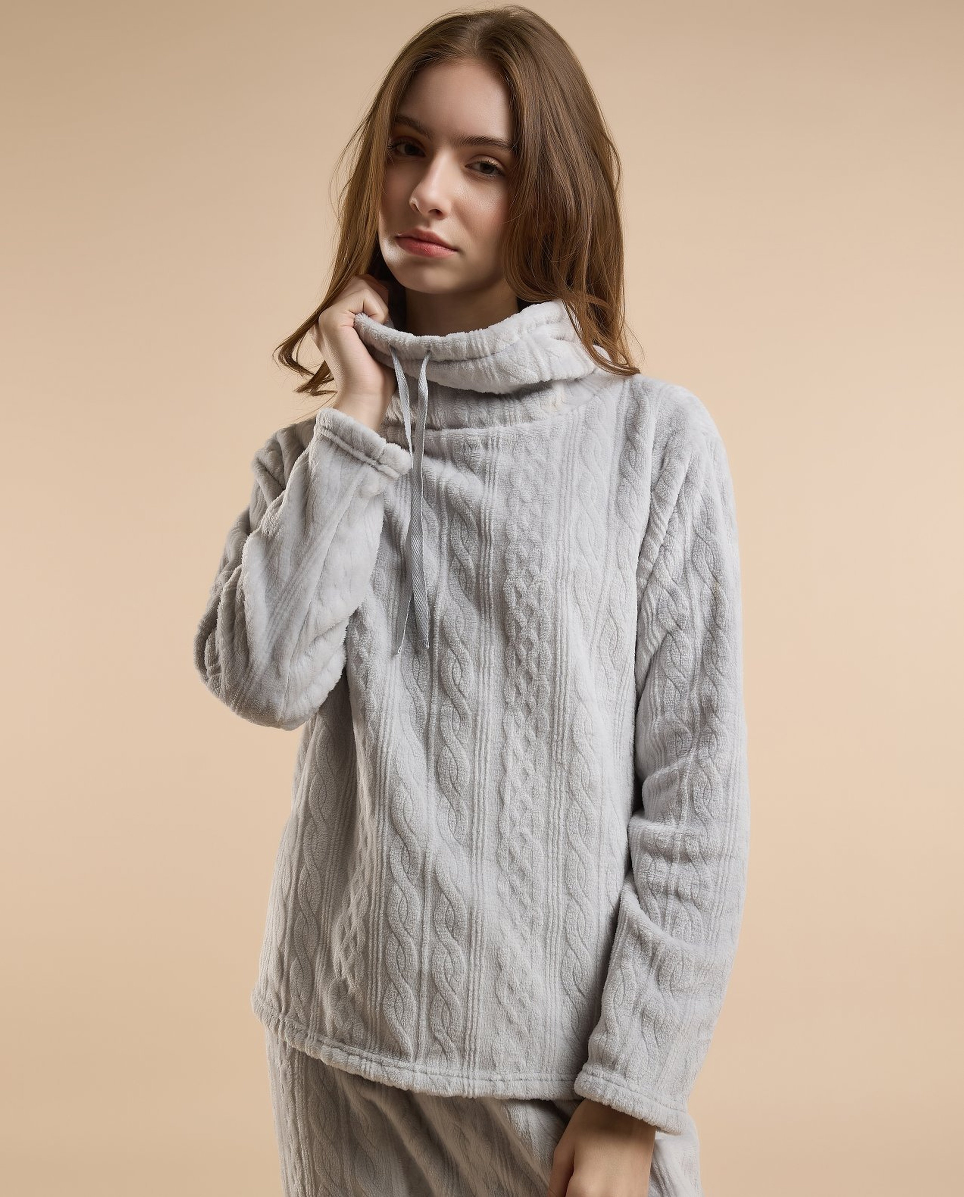 Self Patterned Pyjama Set