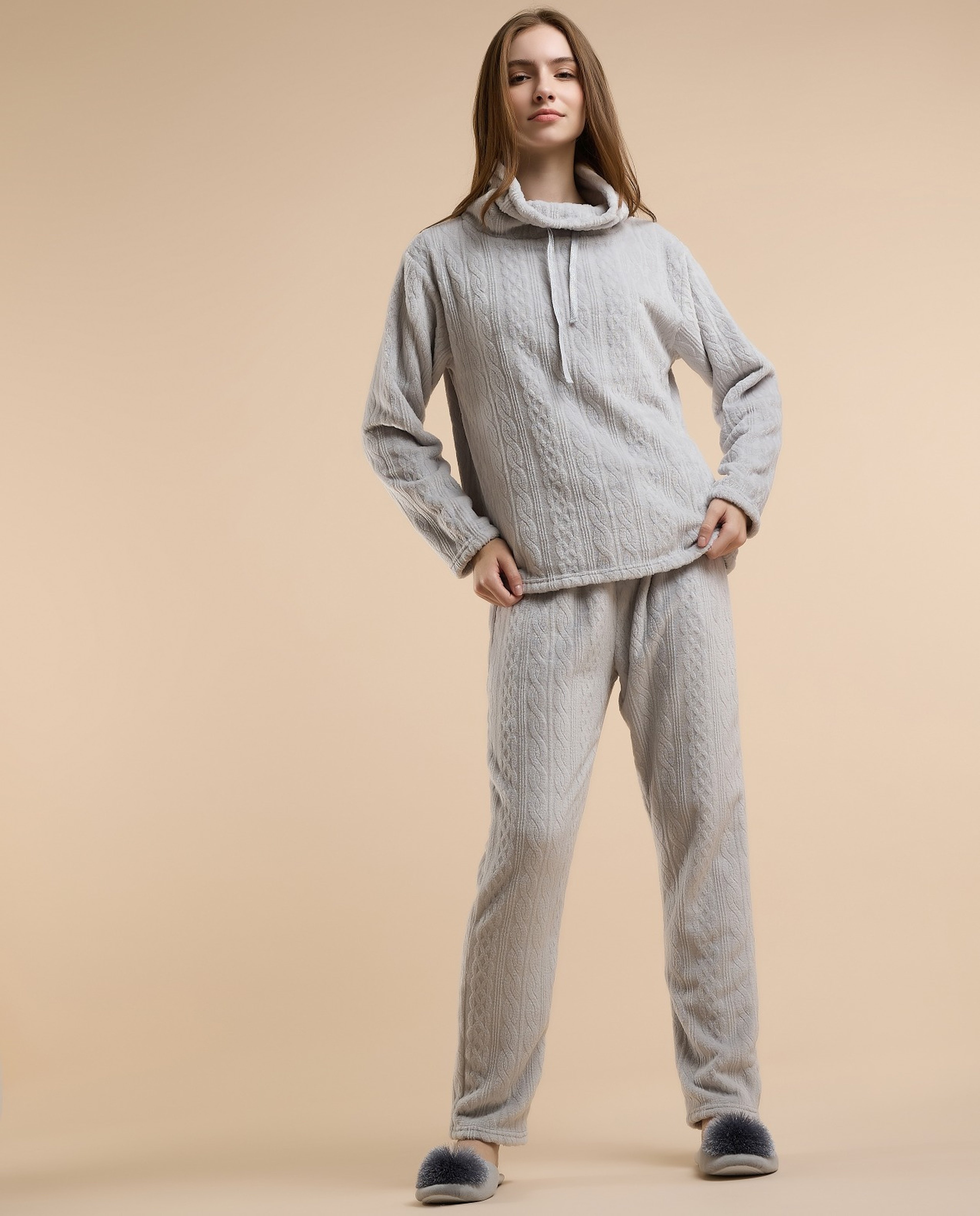 Self Patterned Pyjama Set