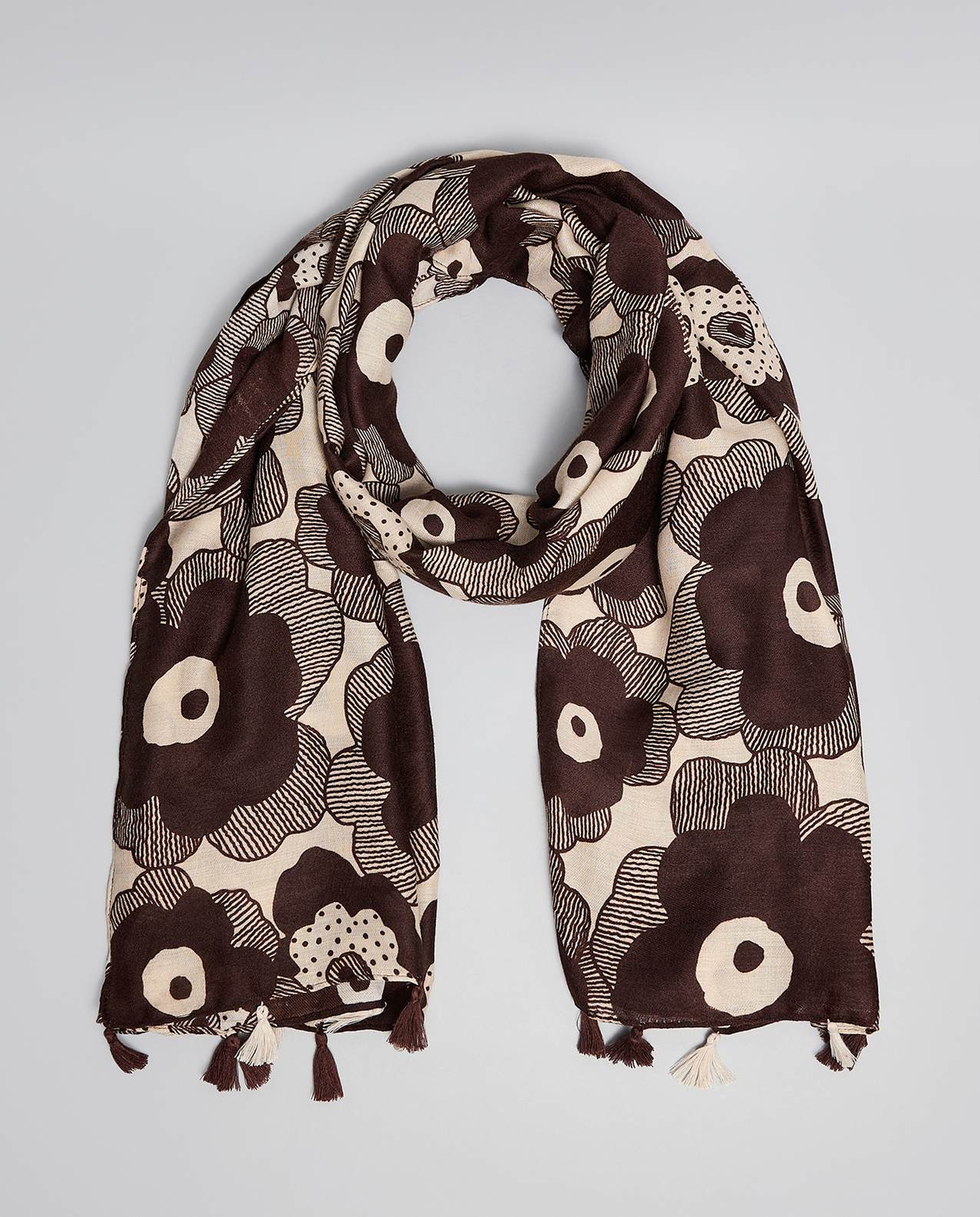 Patterned Tasseled Scarf