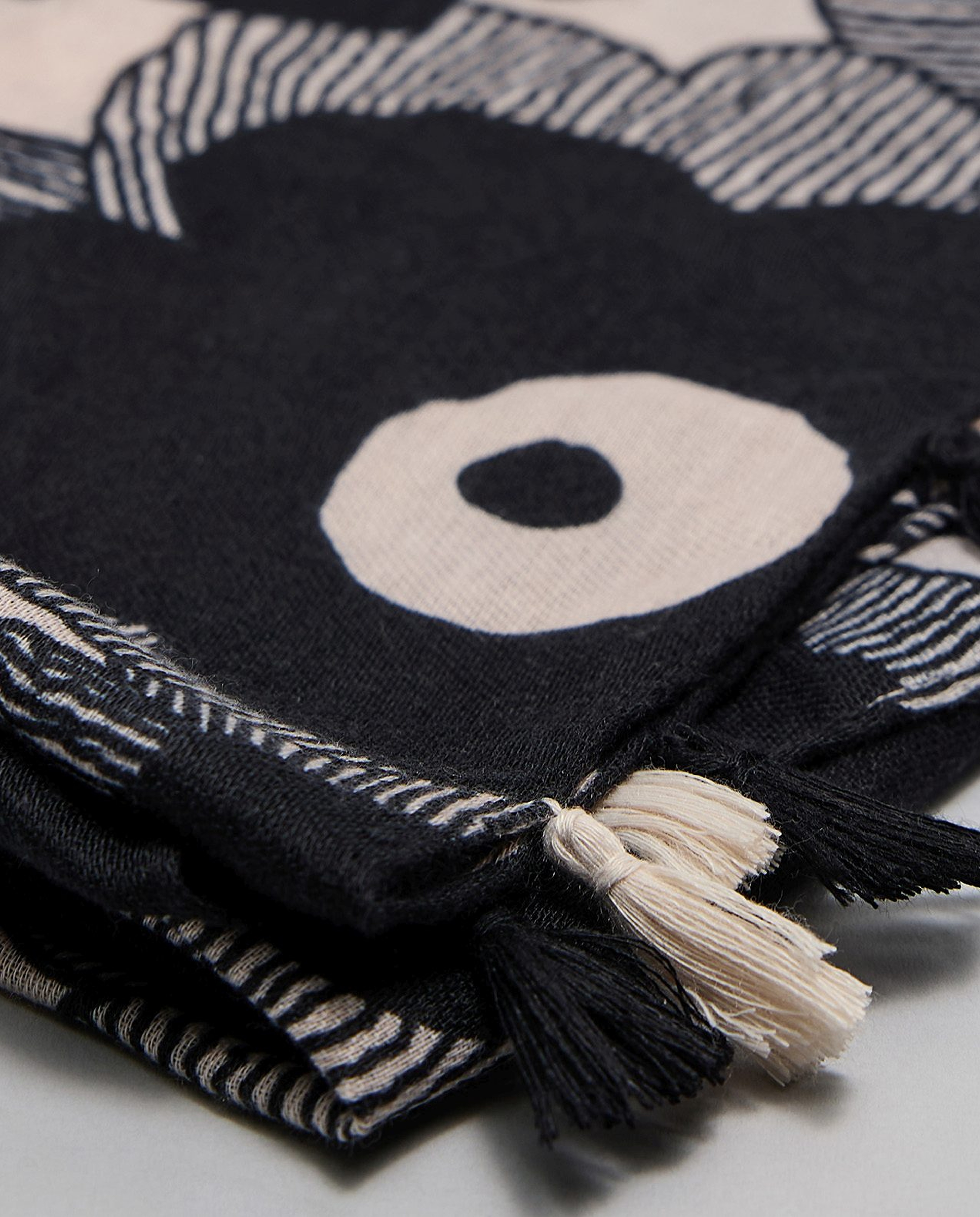 Patterned Tasseled Scarf