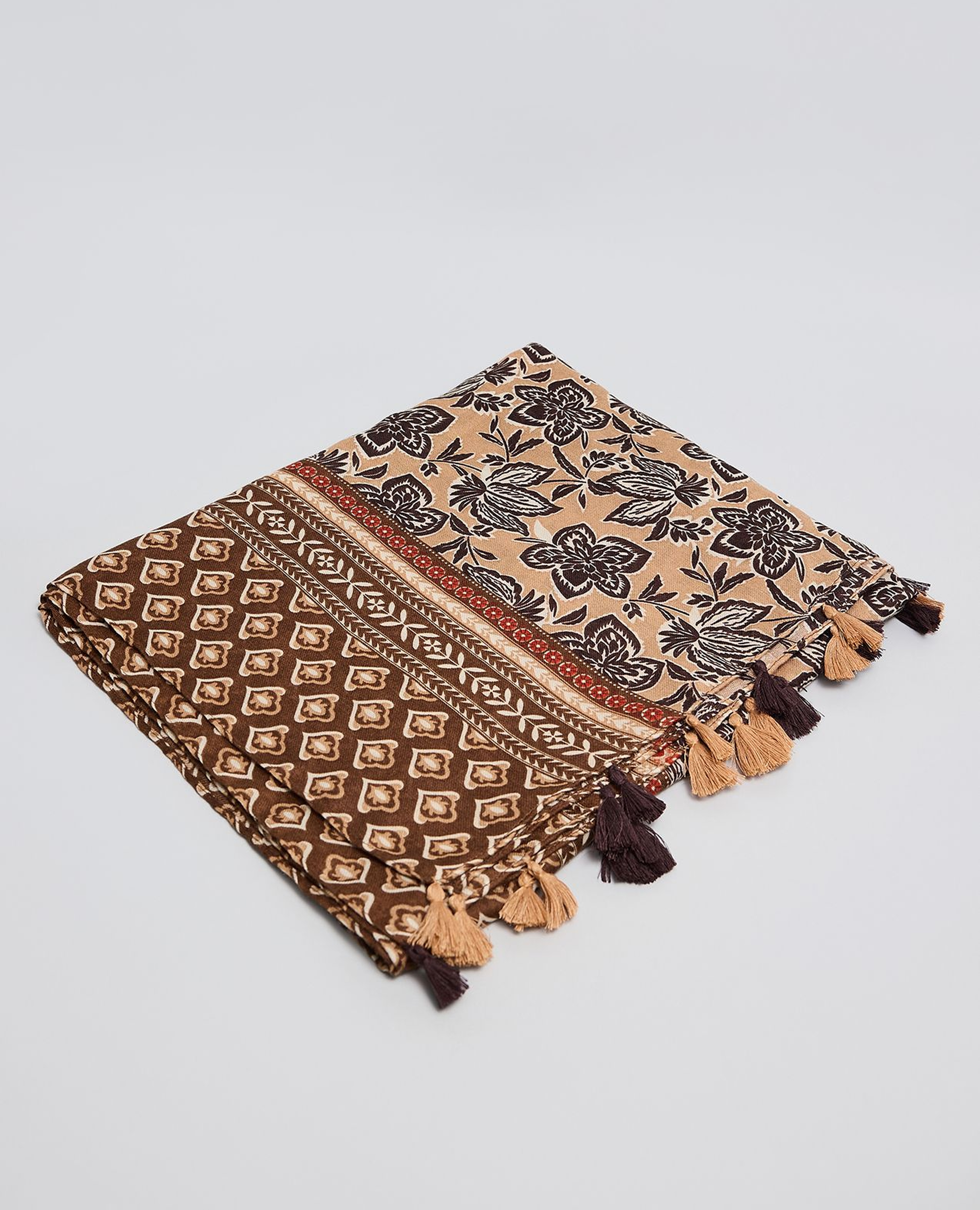 Patterned Tasseled Scarf