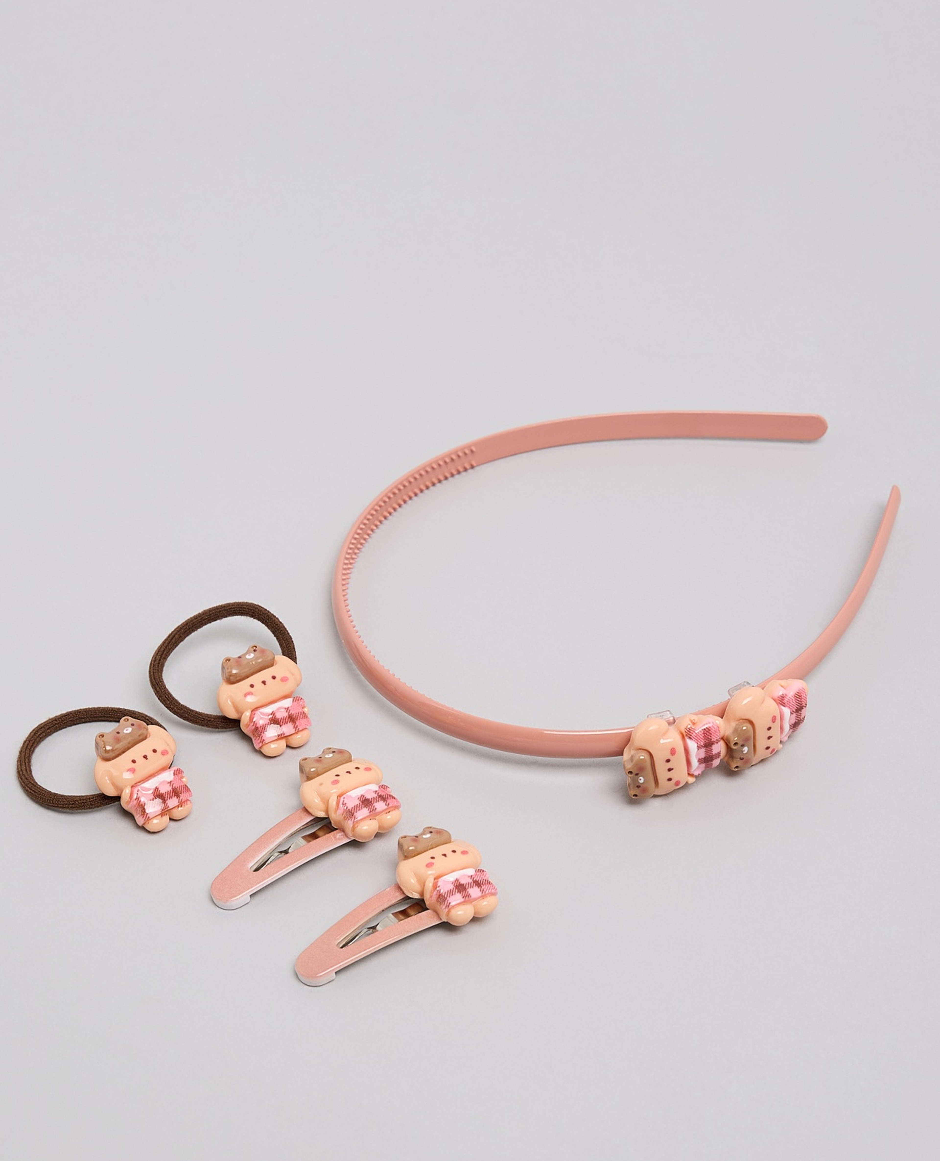 طقم مشابك شعر وطوق رأس - 5 قطع