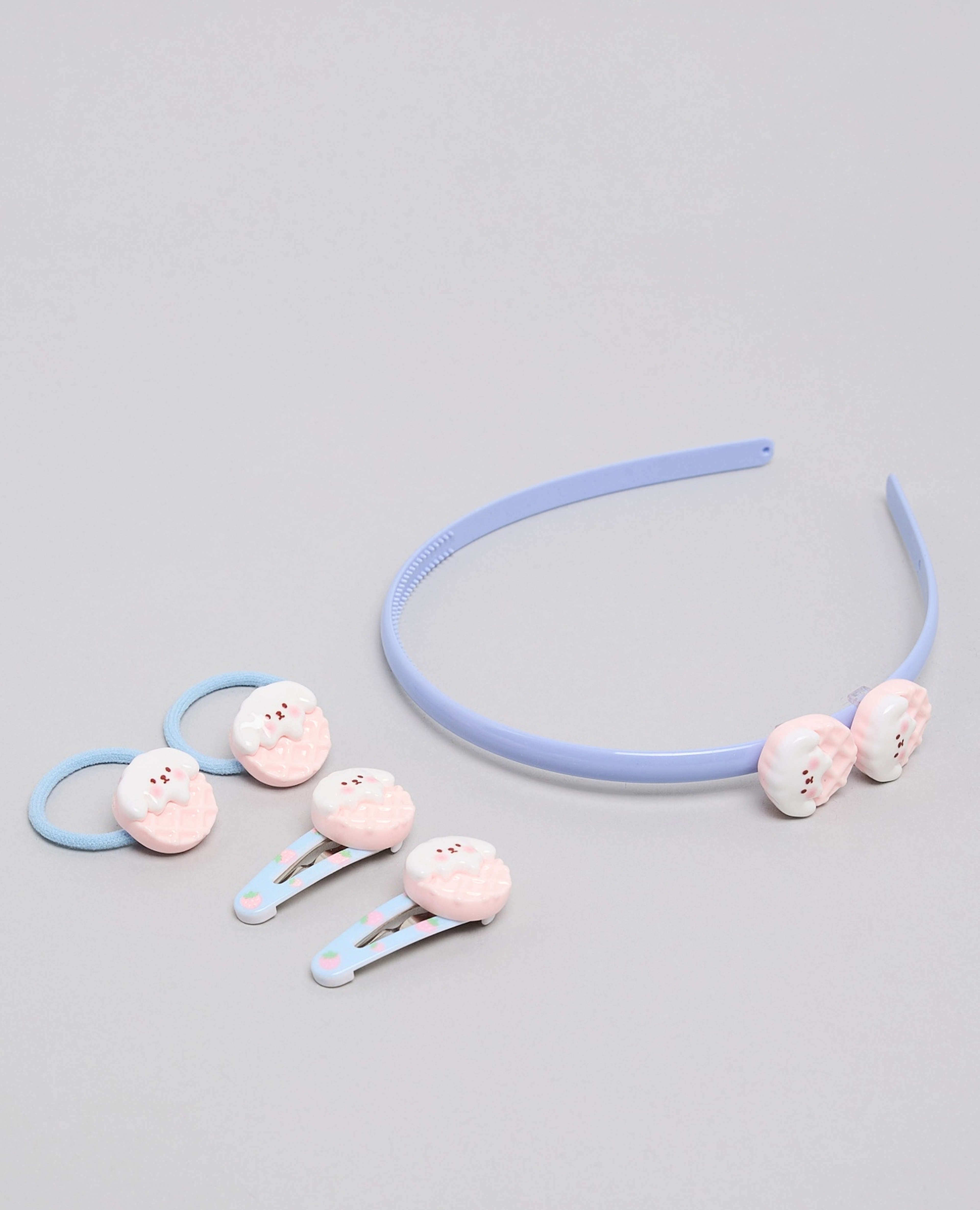 طقم مشابك شعر وطوق رأس - 5 قطع