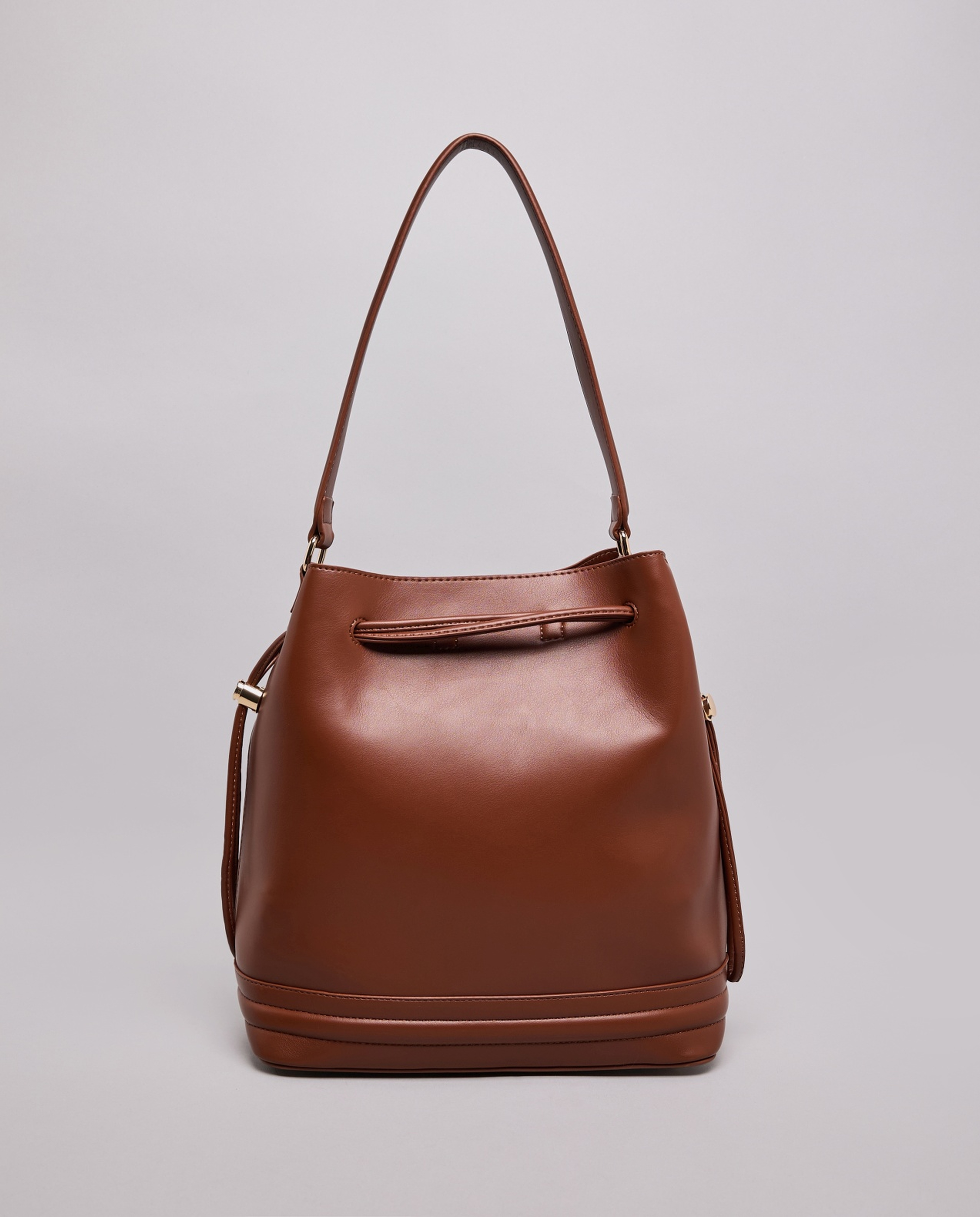 Solid Bucket Bag with Pouch