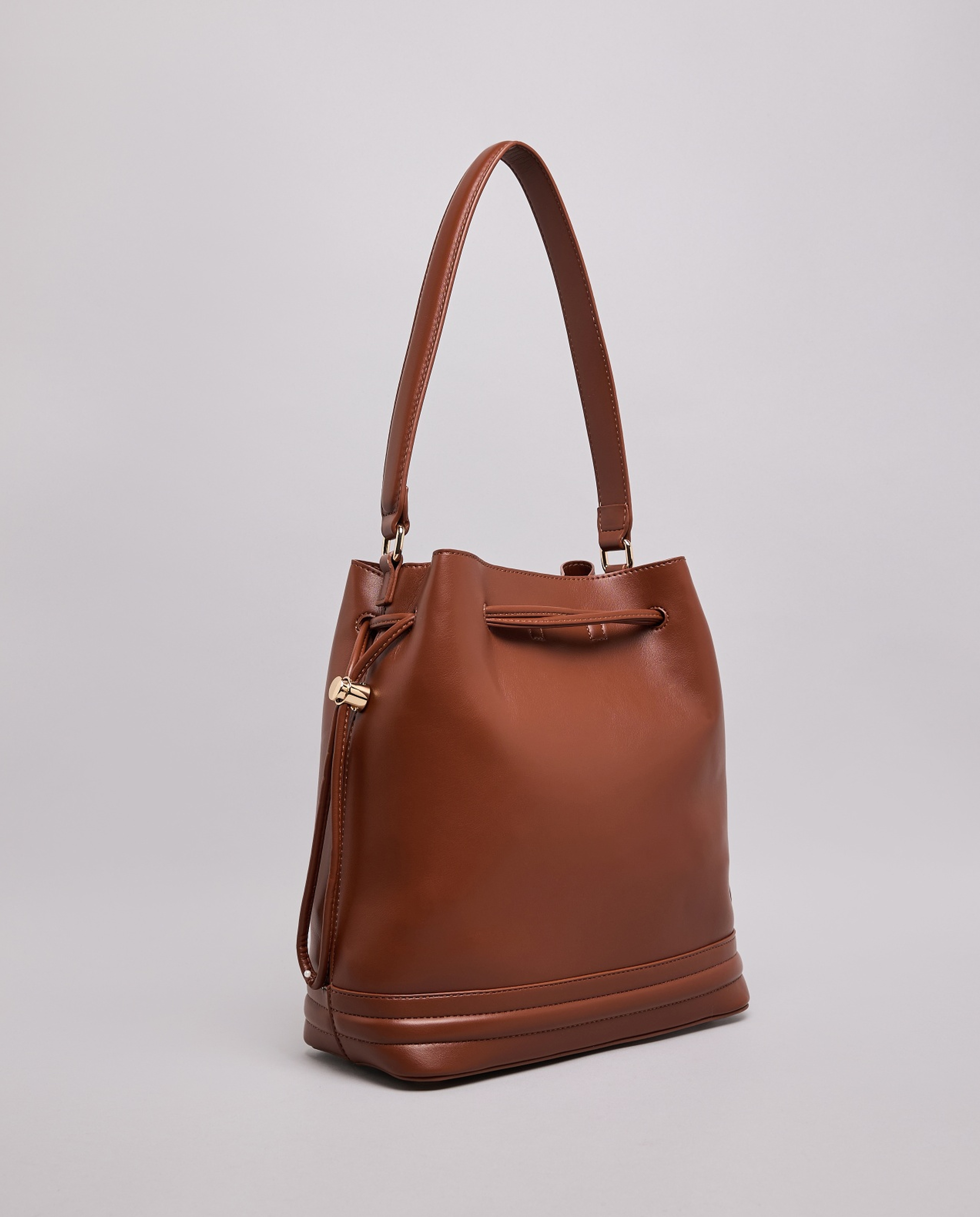 Solid Bucket Bag with Pouch